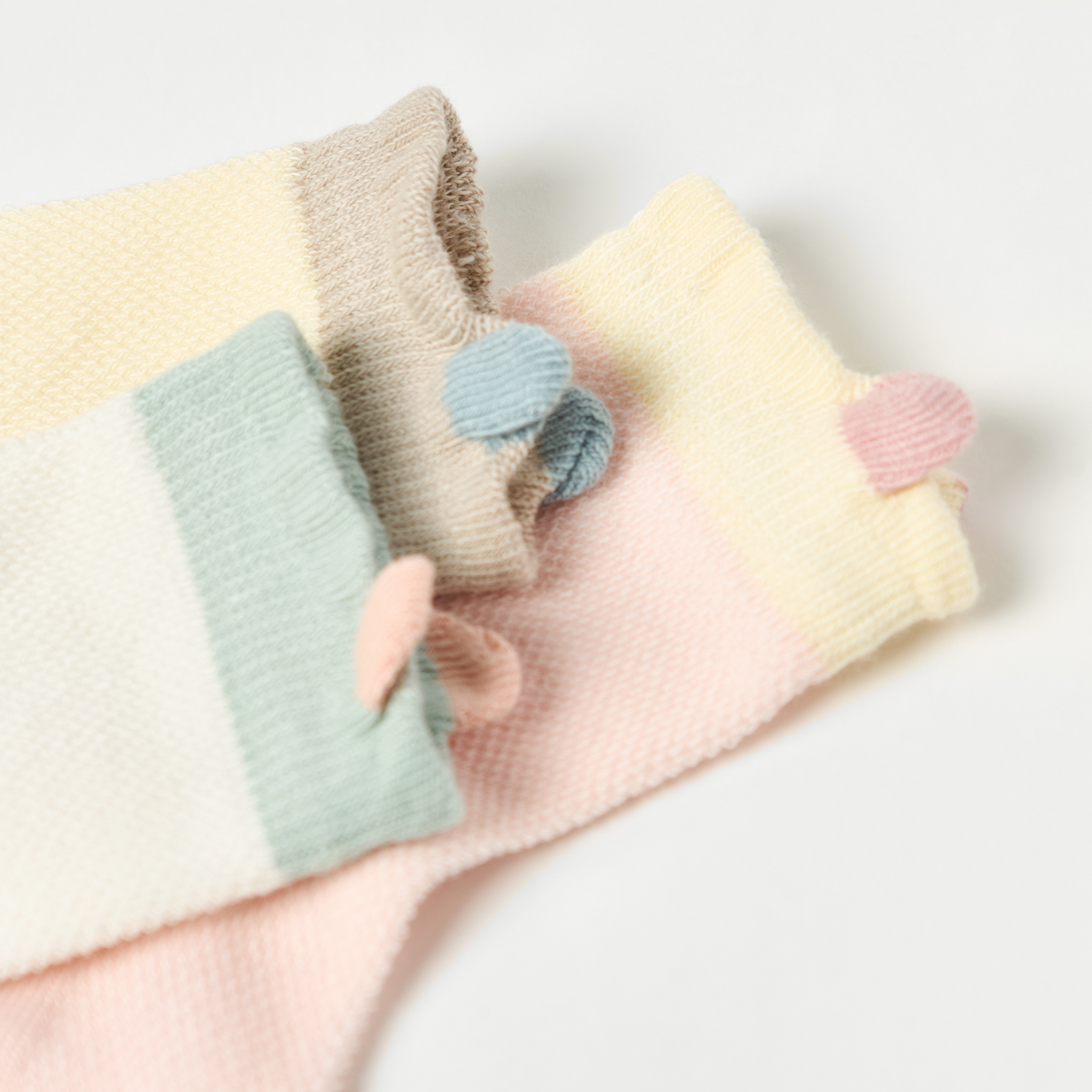 Juniors Solid Socks with Pom Pom Detail - Set of 3-baby-girls-clothing-multipacks-image-3