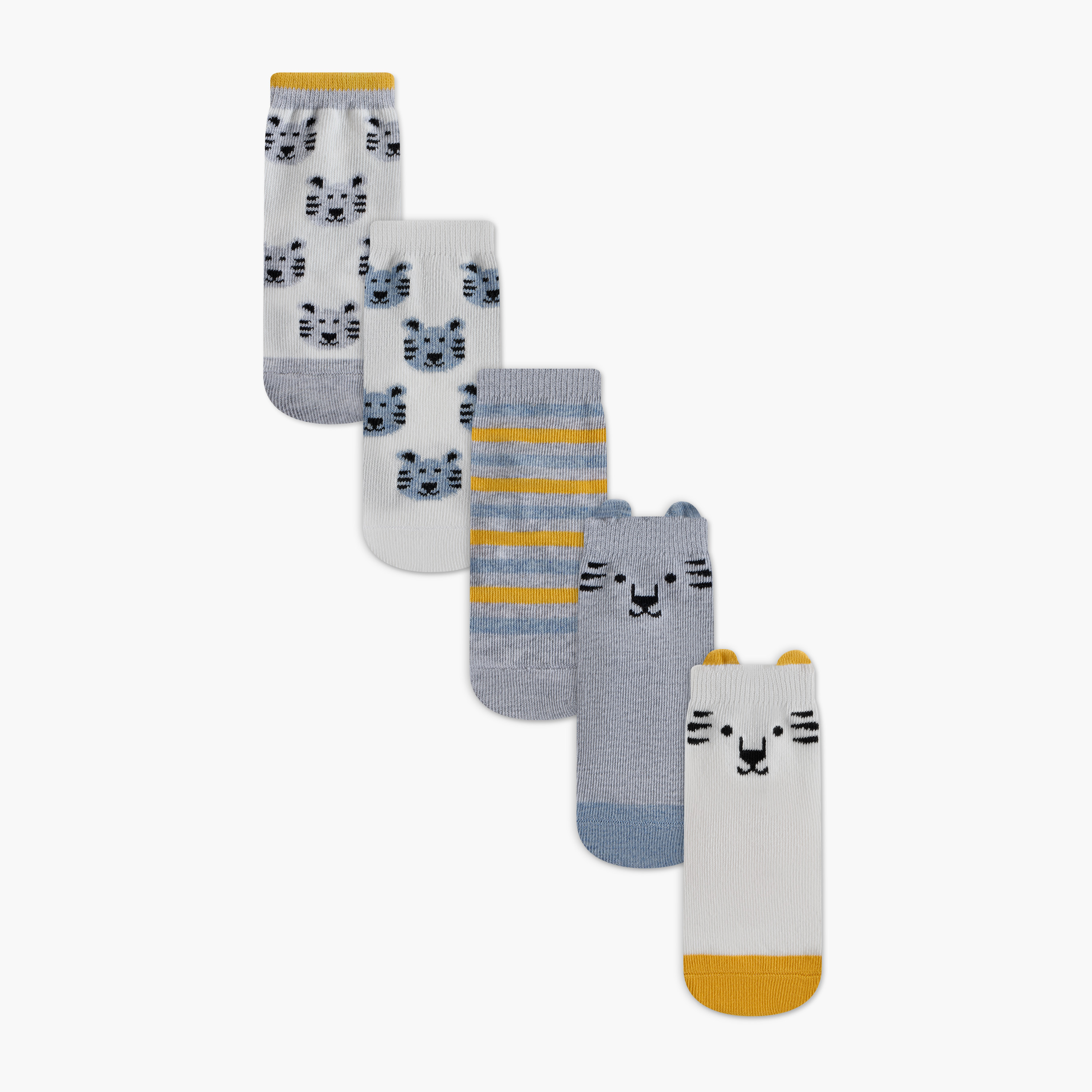 Juniors Printed Socks - Set of 5-baby-girls-accessories-socks-image-1