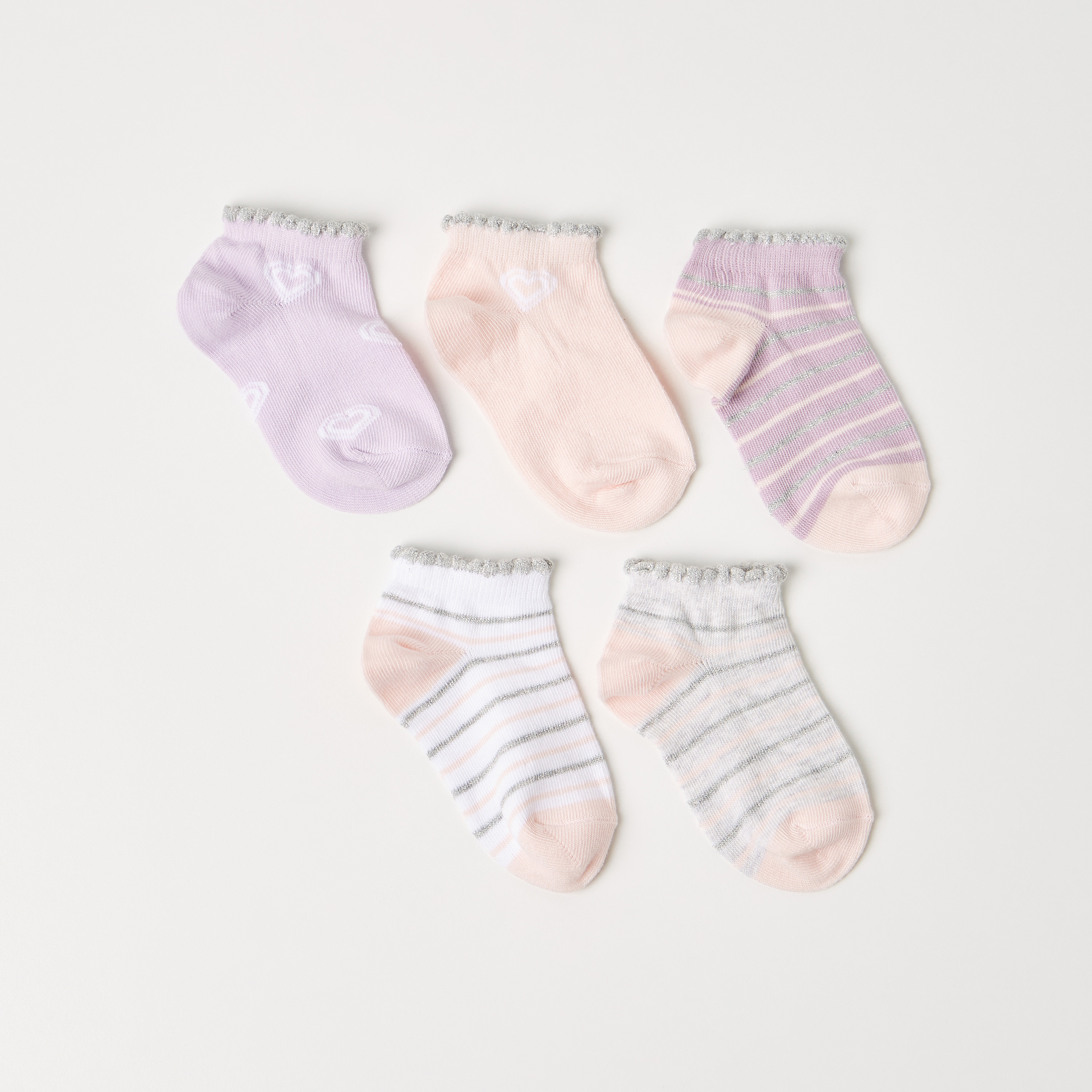 جوارب مخططة من جونيورز - طقم من 5 أزواج-baby-girls-accessories-socks-image-1