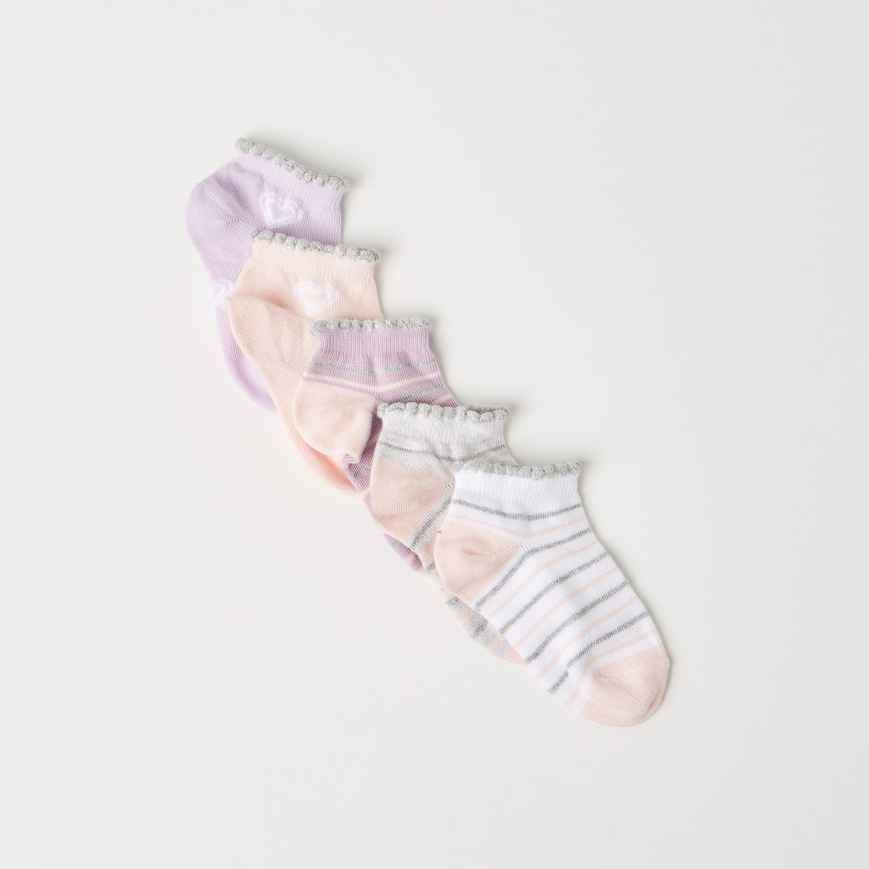 جوارب مخططة من جونيورز - طقم من 5 أزواج-baby-girls-accessories-socks-image-2
