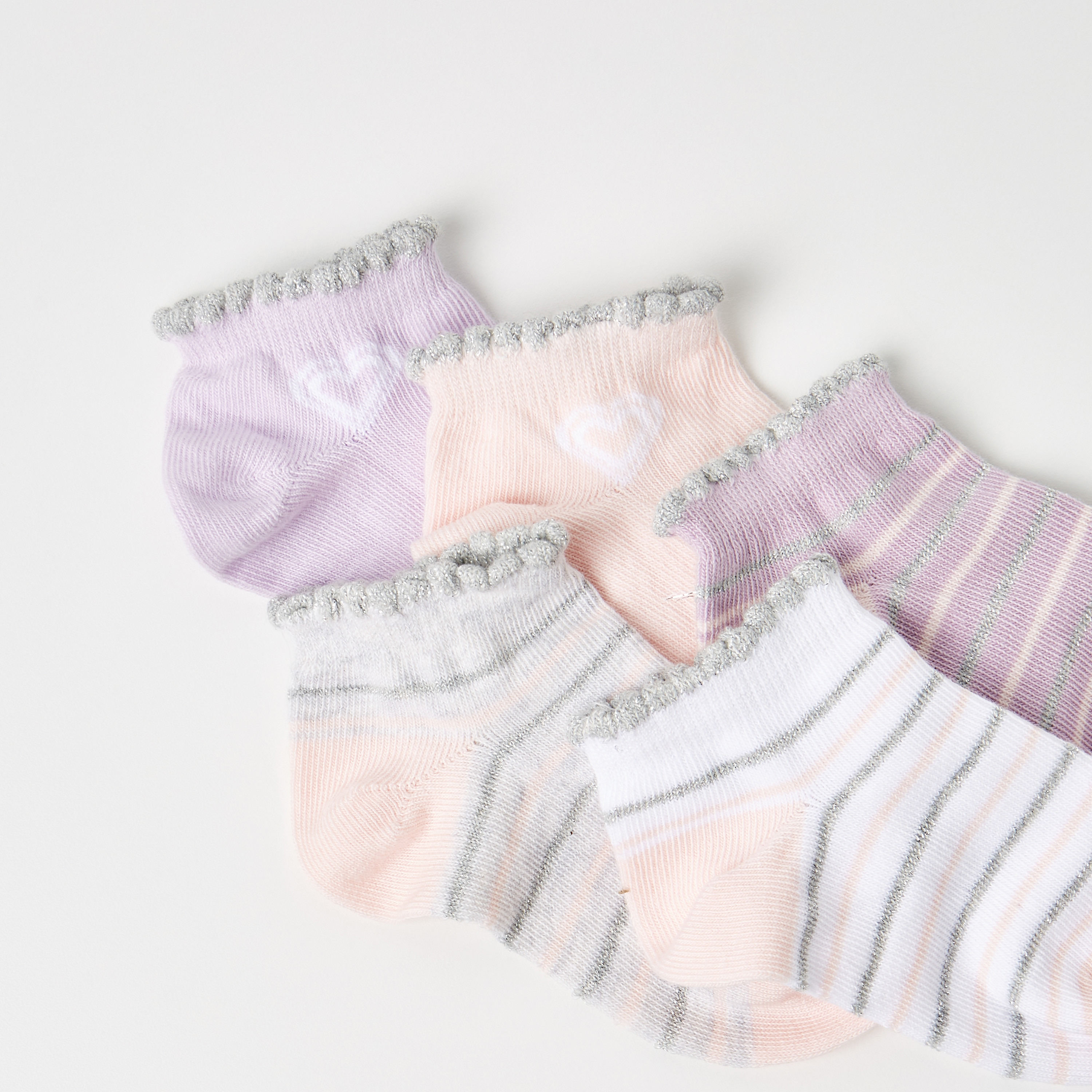 جوارب مخططة من جونيورز - طقم من 5 أزواج-baby-girls-accessories-socks-image-3