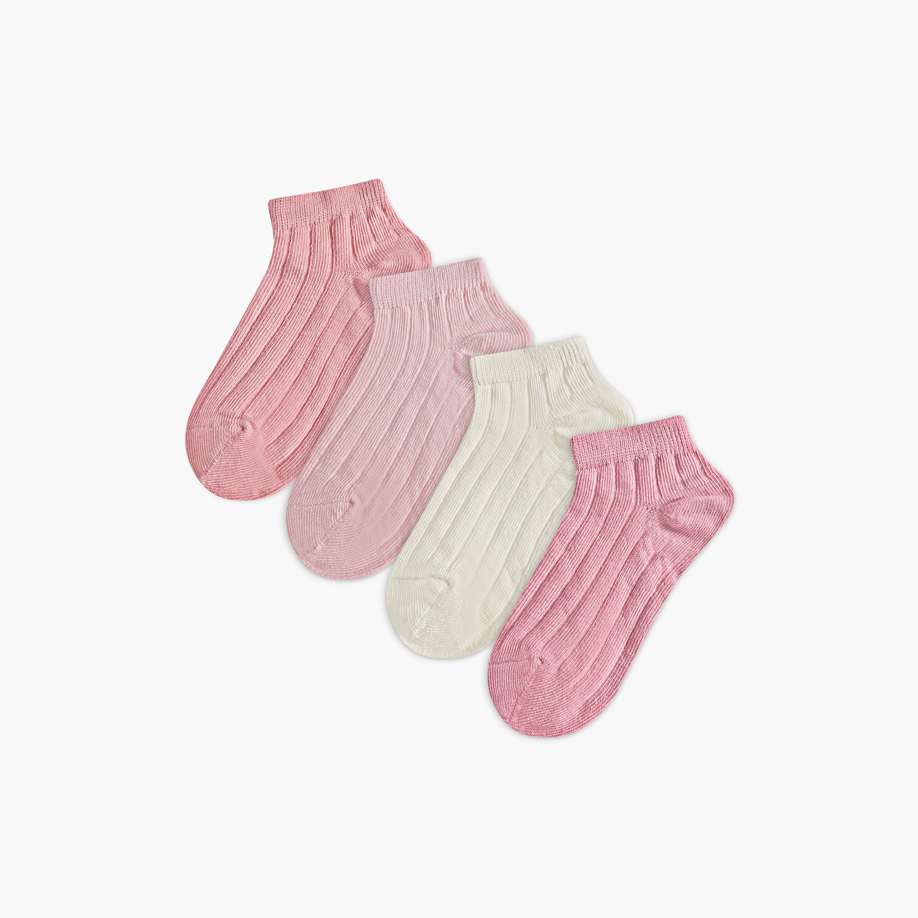 Juniors Textured Ankle Length Socks - Set of 4-baby-girls-accessories-socks-image-1