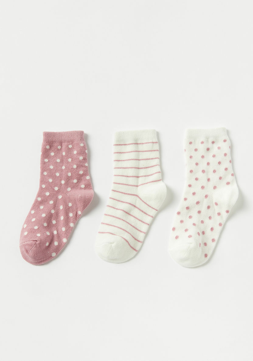 Juniors Textured Crew Length Socks - Set of 3-Socks-image-0