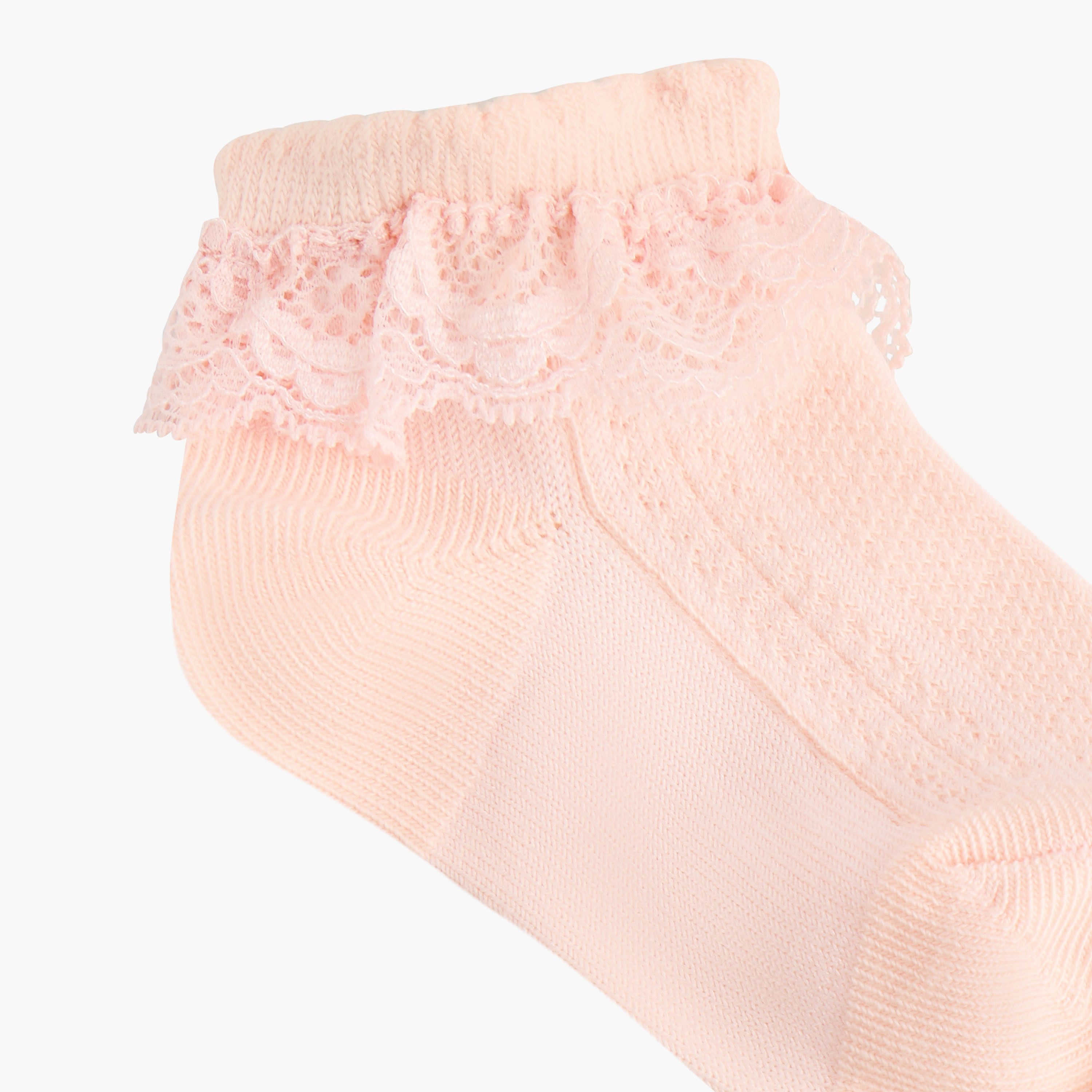 Juniors Lace Trim Ankle Length Socks - Set of 5-baby-girls-accessories-socks-image-5