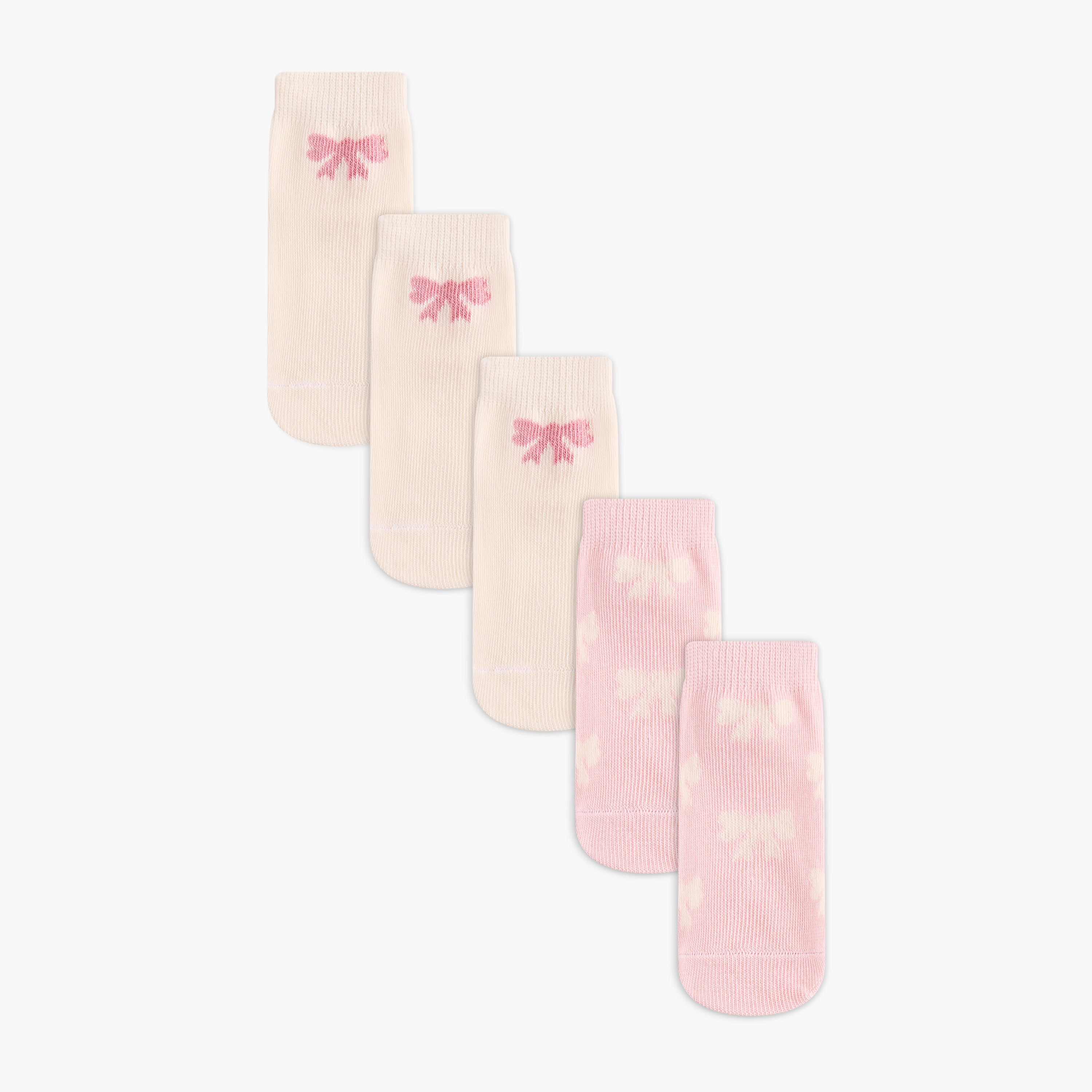 Juniors Bow Print Ankle Length Socks - Set of 5-baby-girls-accessories-socks-image-1