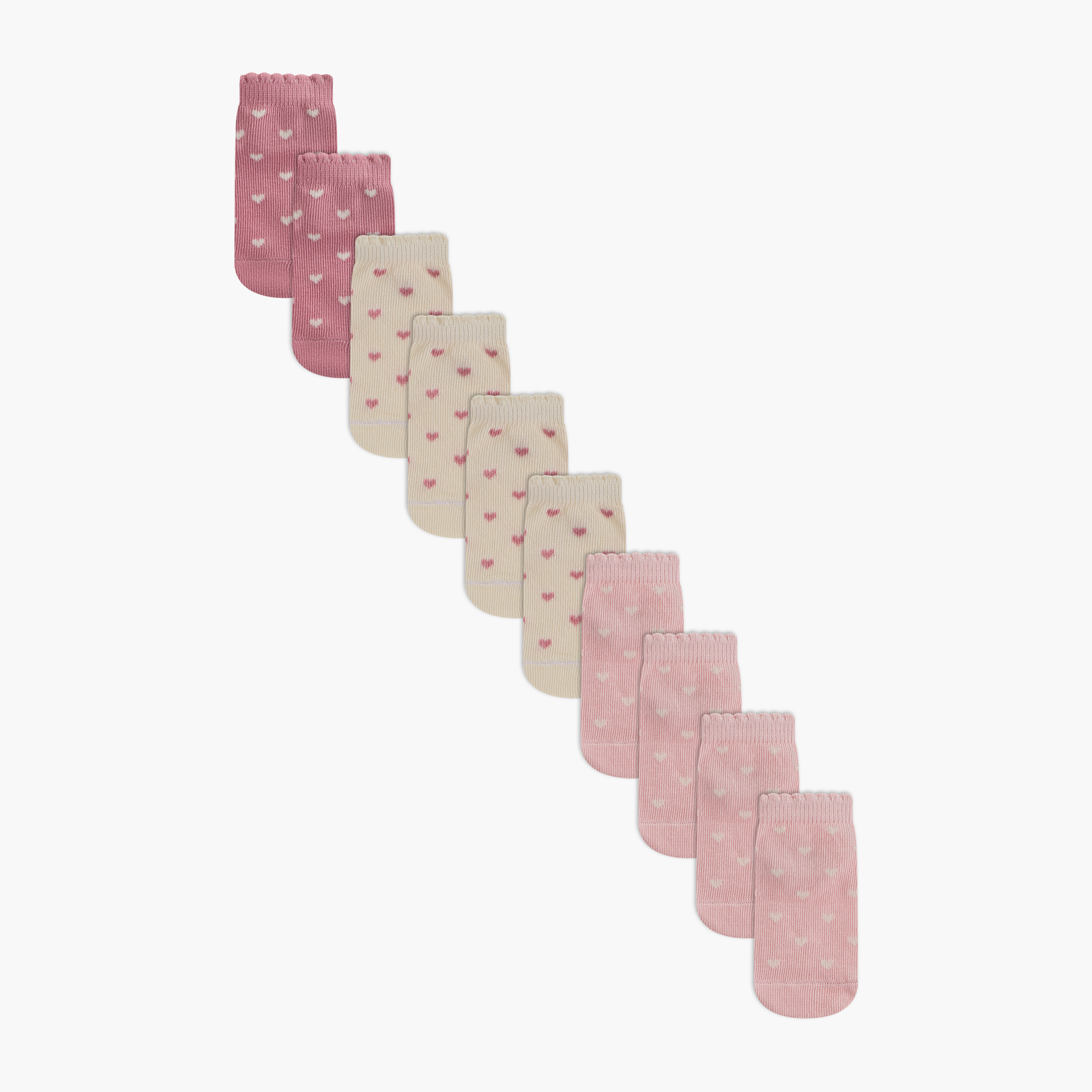 Juniors Baby Girls Socks with Heart Print - Set of 10-baby-girls-accessories-socks-image-1