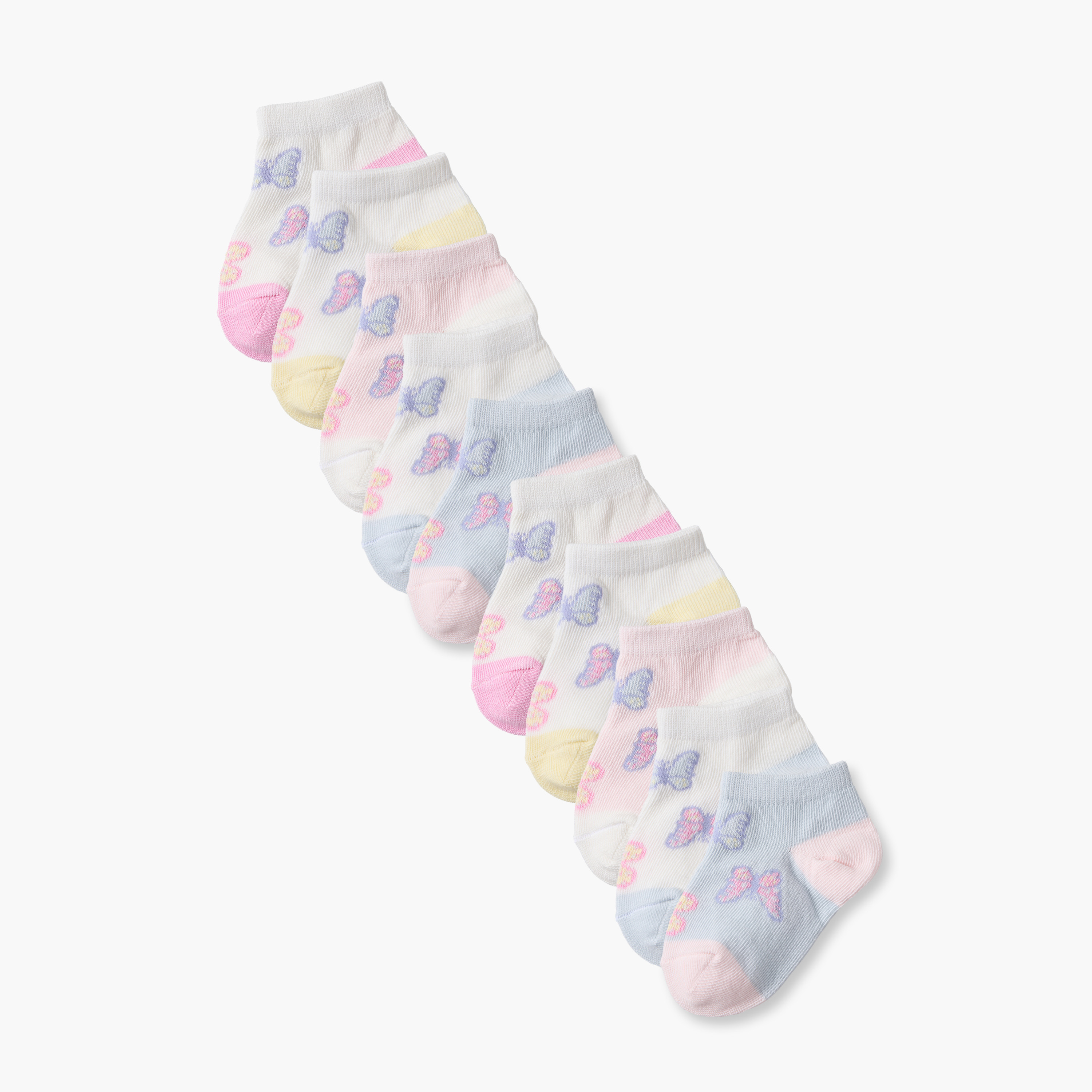 عبوة جوارب رضع 10 أزواج بطبعات فراشة للبنات من جونيورز-baby-girls-accessories-socks-image-1
