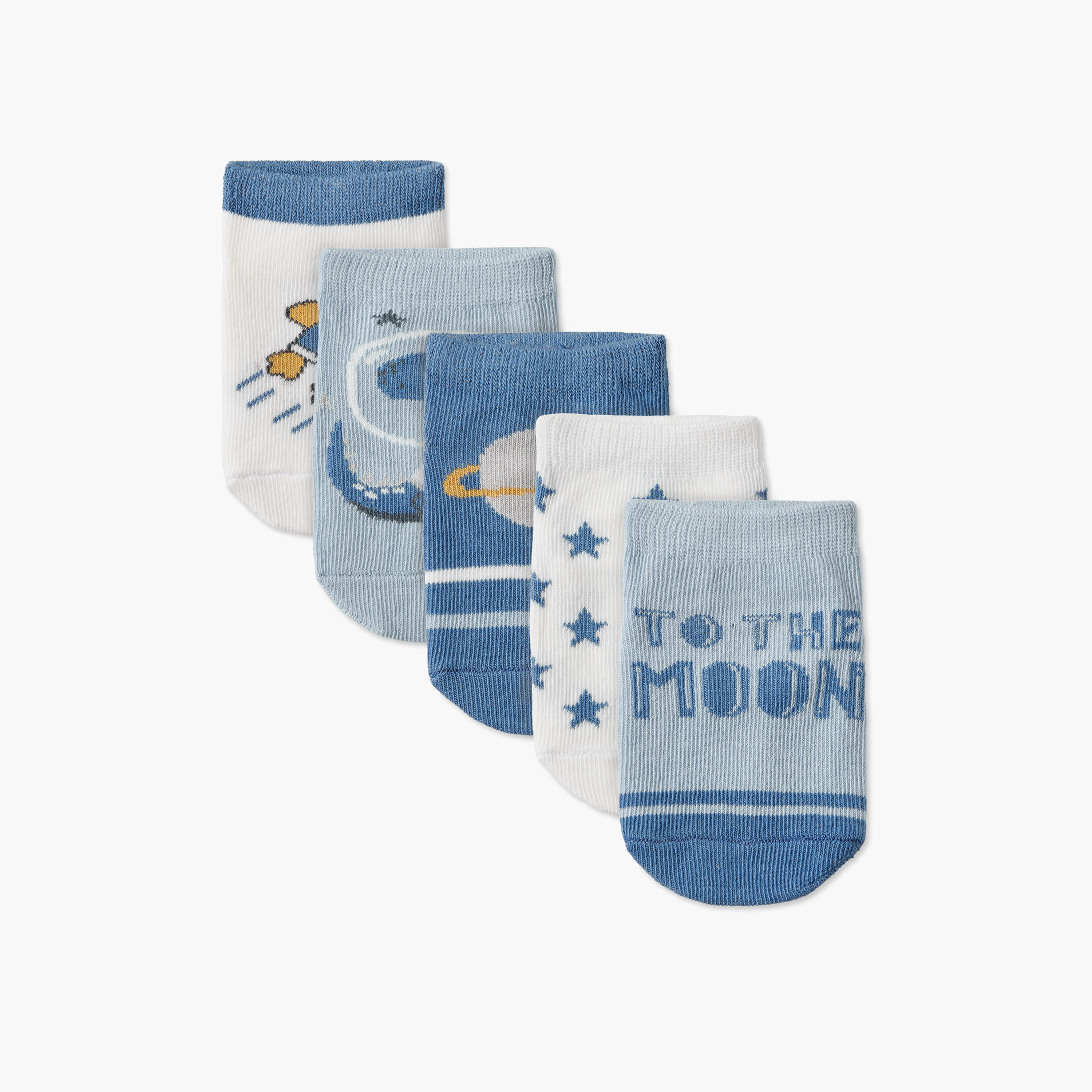 طقم جوارب بطبعات فضاء 5 أزواج للبنات من جونيورز-baby-girls-accessories-socks-image-1