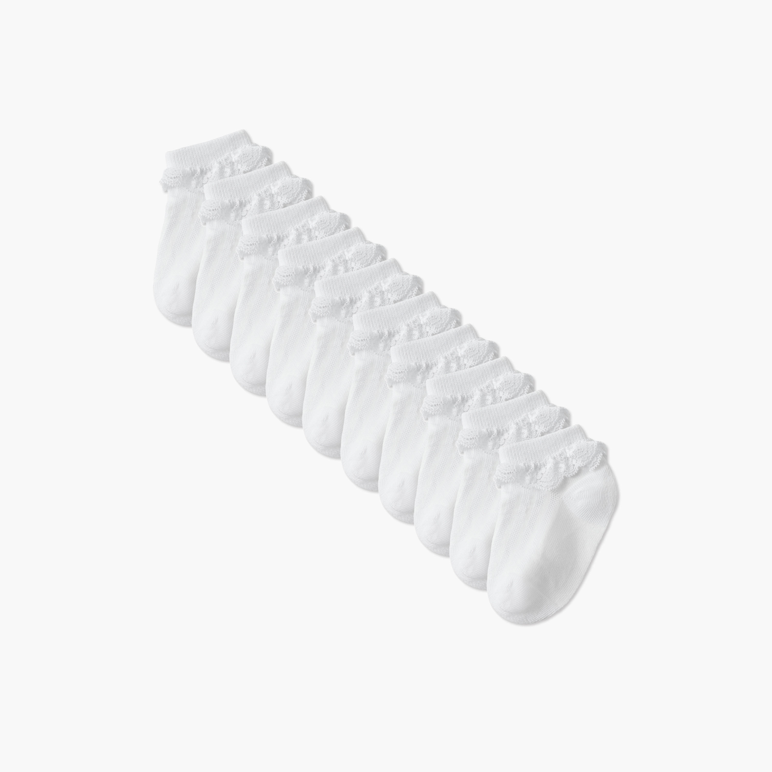 طقم جوارب رضع بكشكش دانتيل 7 أزواج للبنات من جونيورز-baby-girls-accessories-socks-image-1