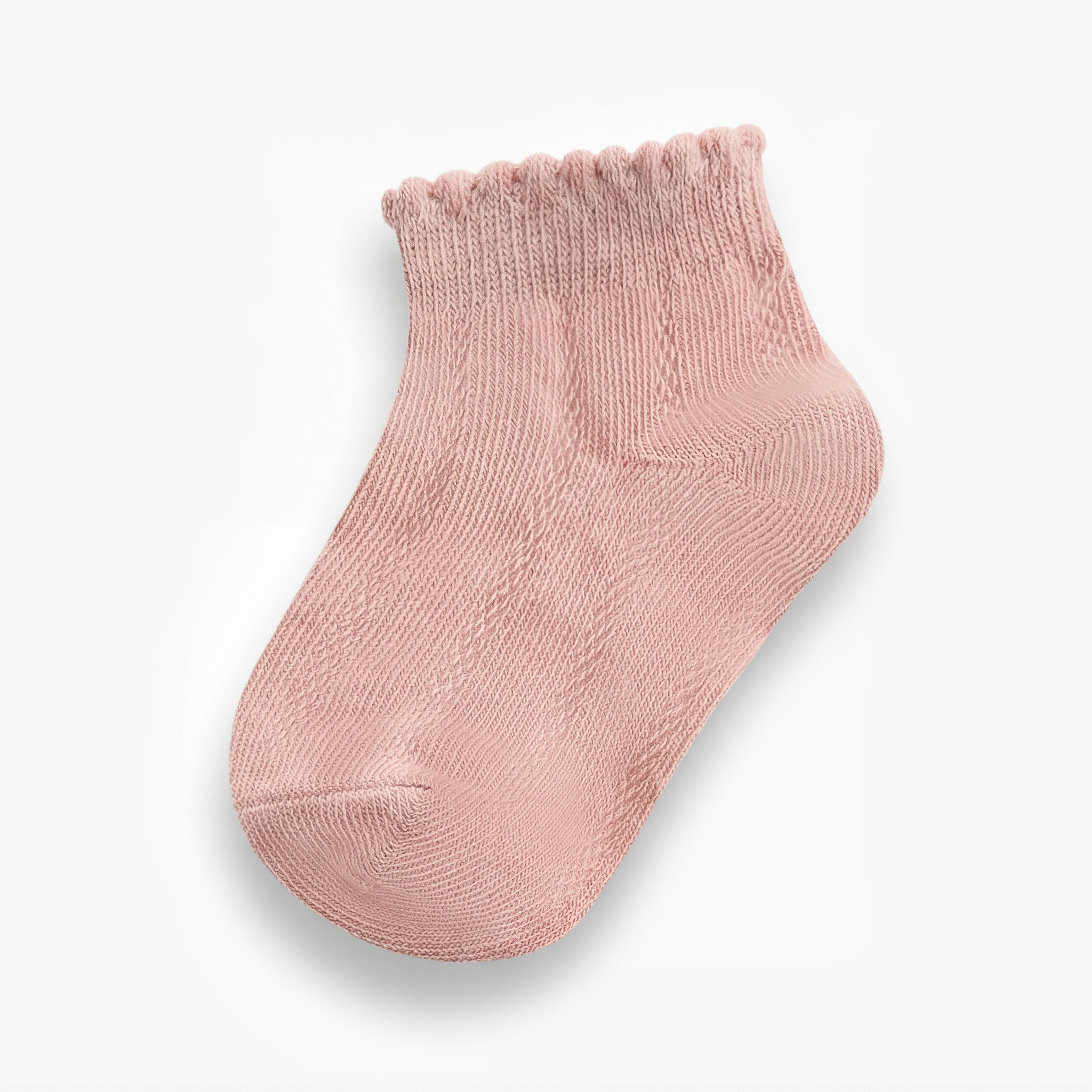 Juniors Textured Ankle Length Socks with Scallop Hem - Set of 2-baby-girls-accessories-socks-image-2