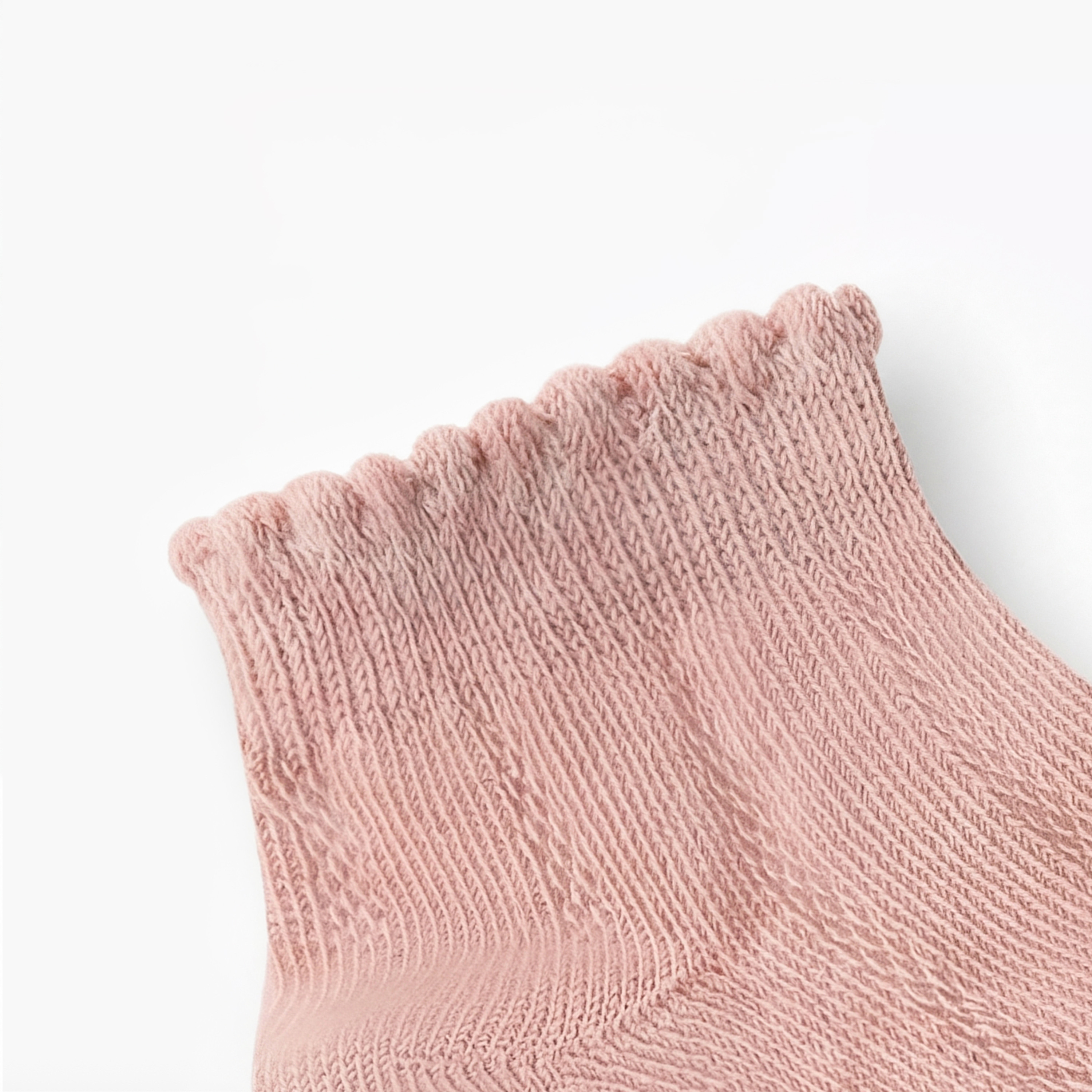 Juniors Textured Ankle Length Socks with Scallop Hem - Set of 2-baby-girls-accessories-socks-image-3