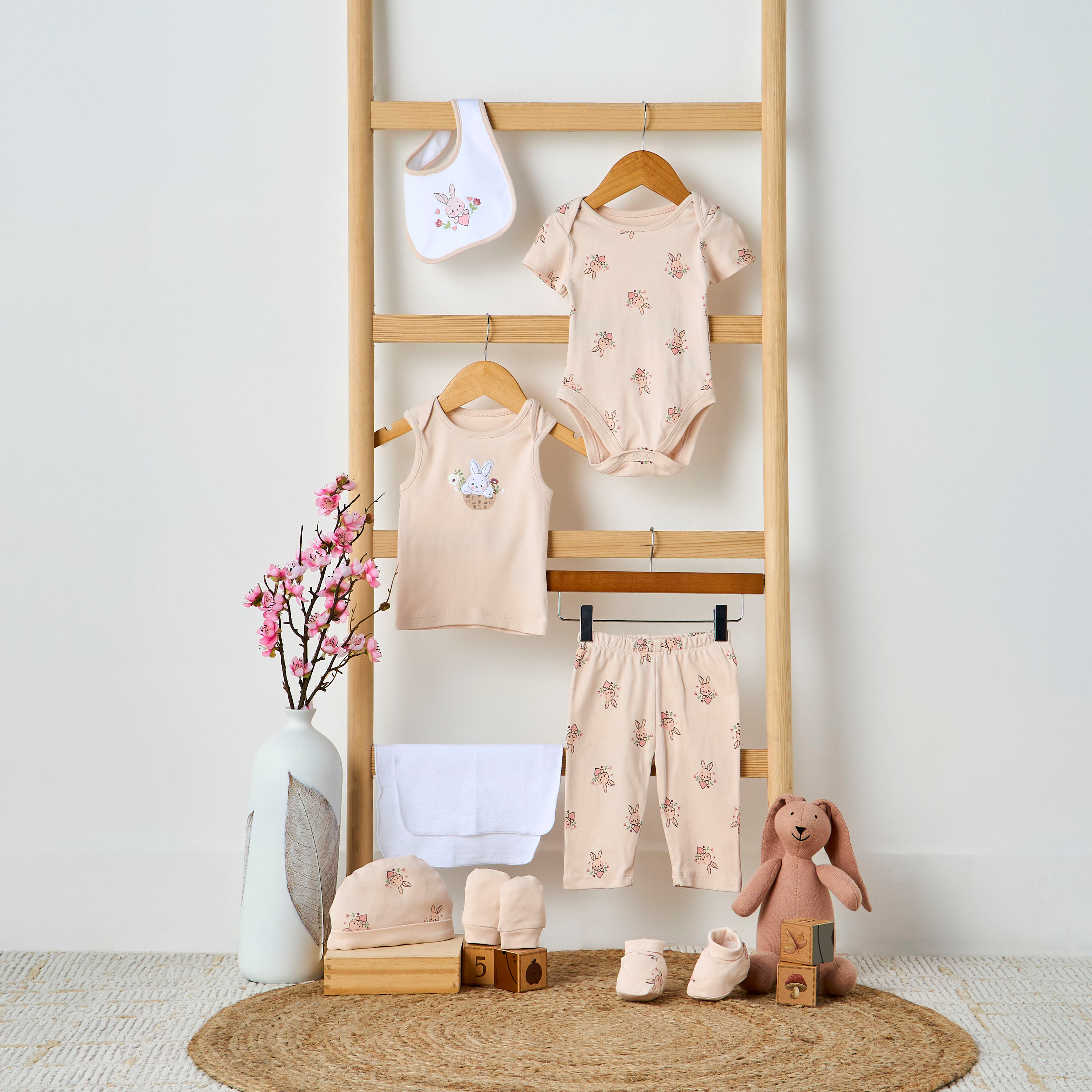 Juniors 9-Piece Girls Gift Set - Cotton - Sleeveless T-shirt, Pyjamas, Bib, Booties - Printed-baby-girls-clothing-setsandcoords-image-13