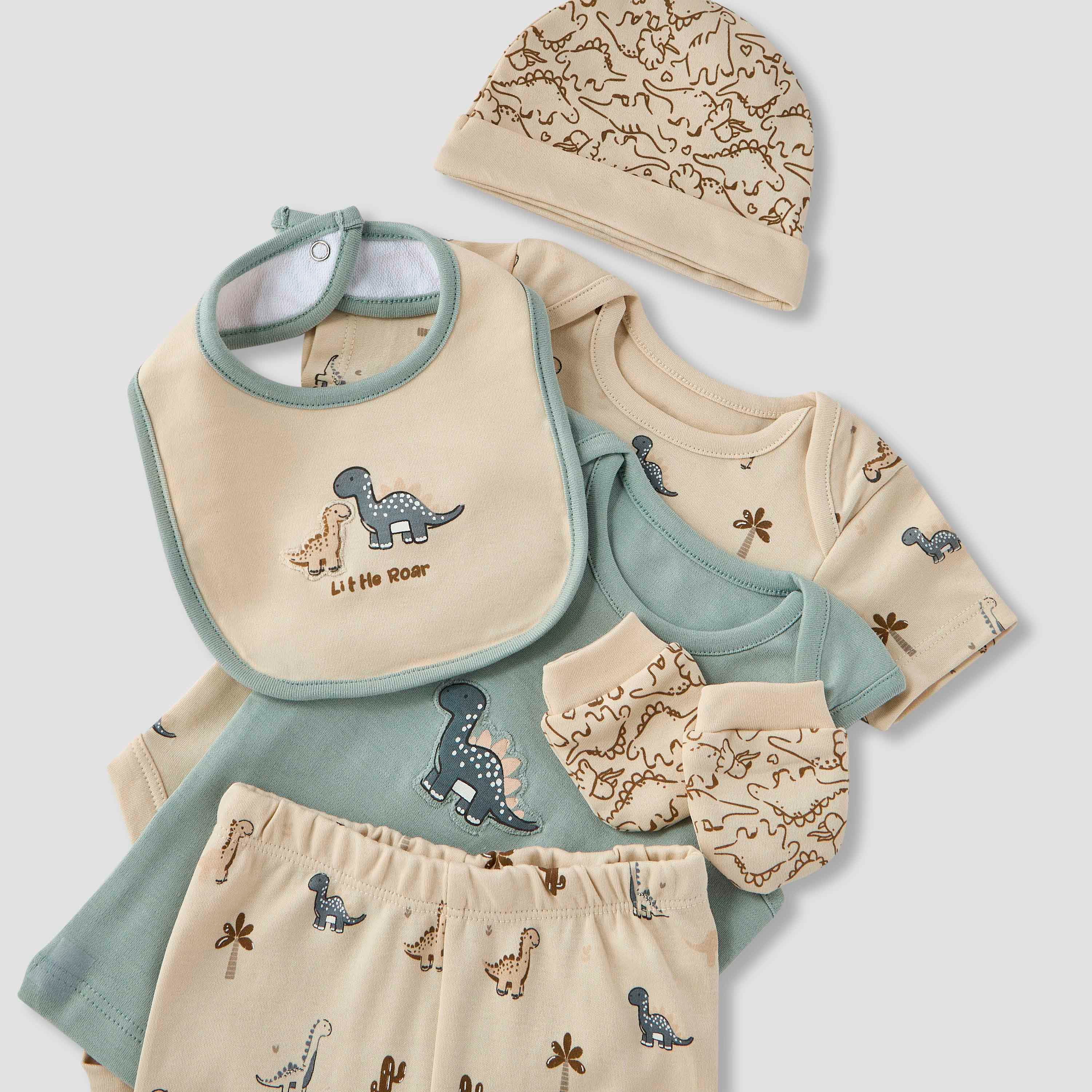 Juniors 9-Piece Boys Gift Set - Cotton - Sleeveless T-shirt, Pyjamas, Bib, Booties - Printed-baby-boys-clothing-setsandcoords-image-11