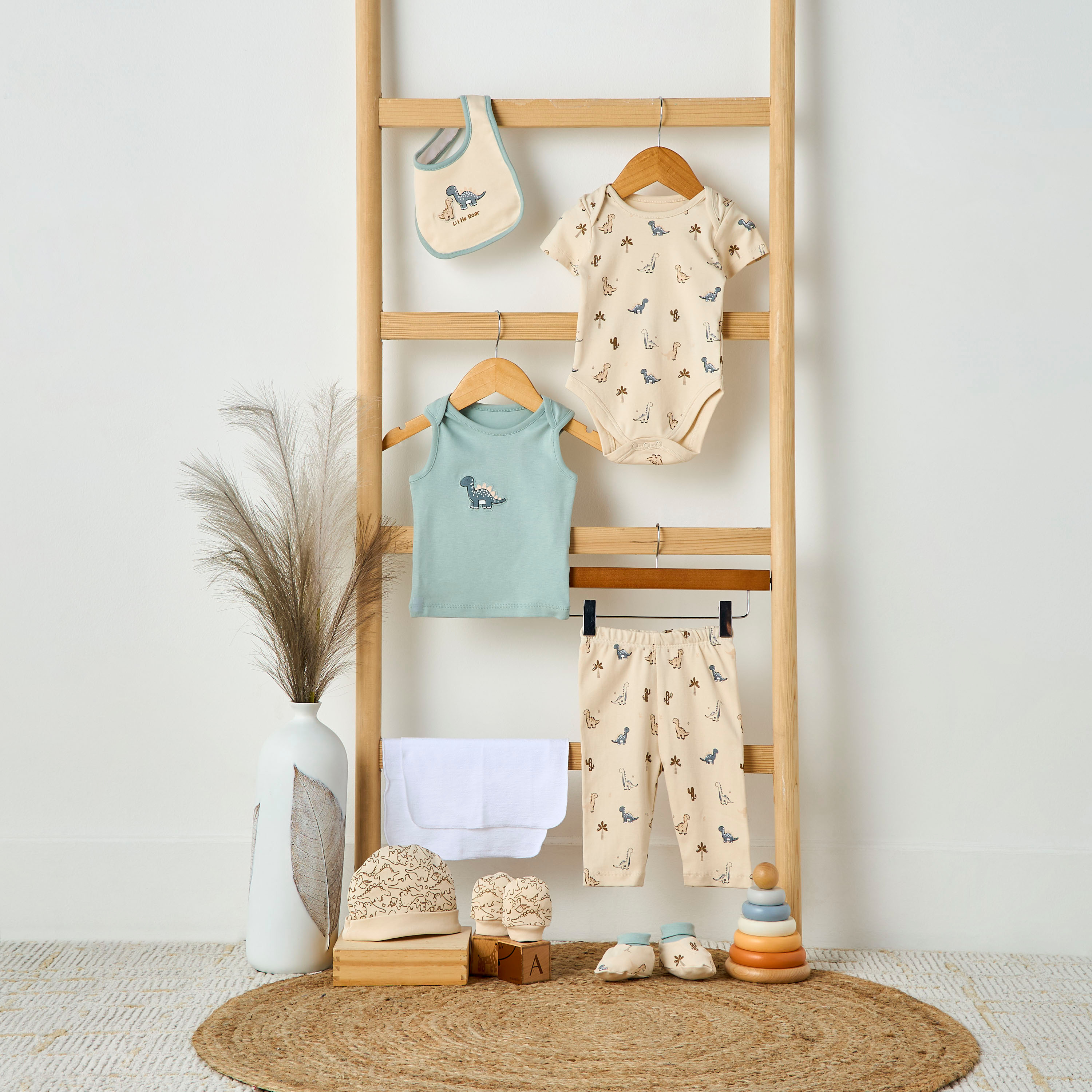 Juniors 9-Piece Boys Gift Set - Cotton - Sleeveless T-shirt, Pyjamas, Bib, Booties - Printed-baby-boys-clothing-setsandcoords-image-13