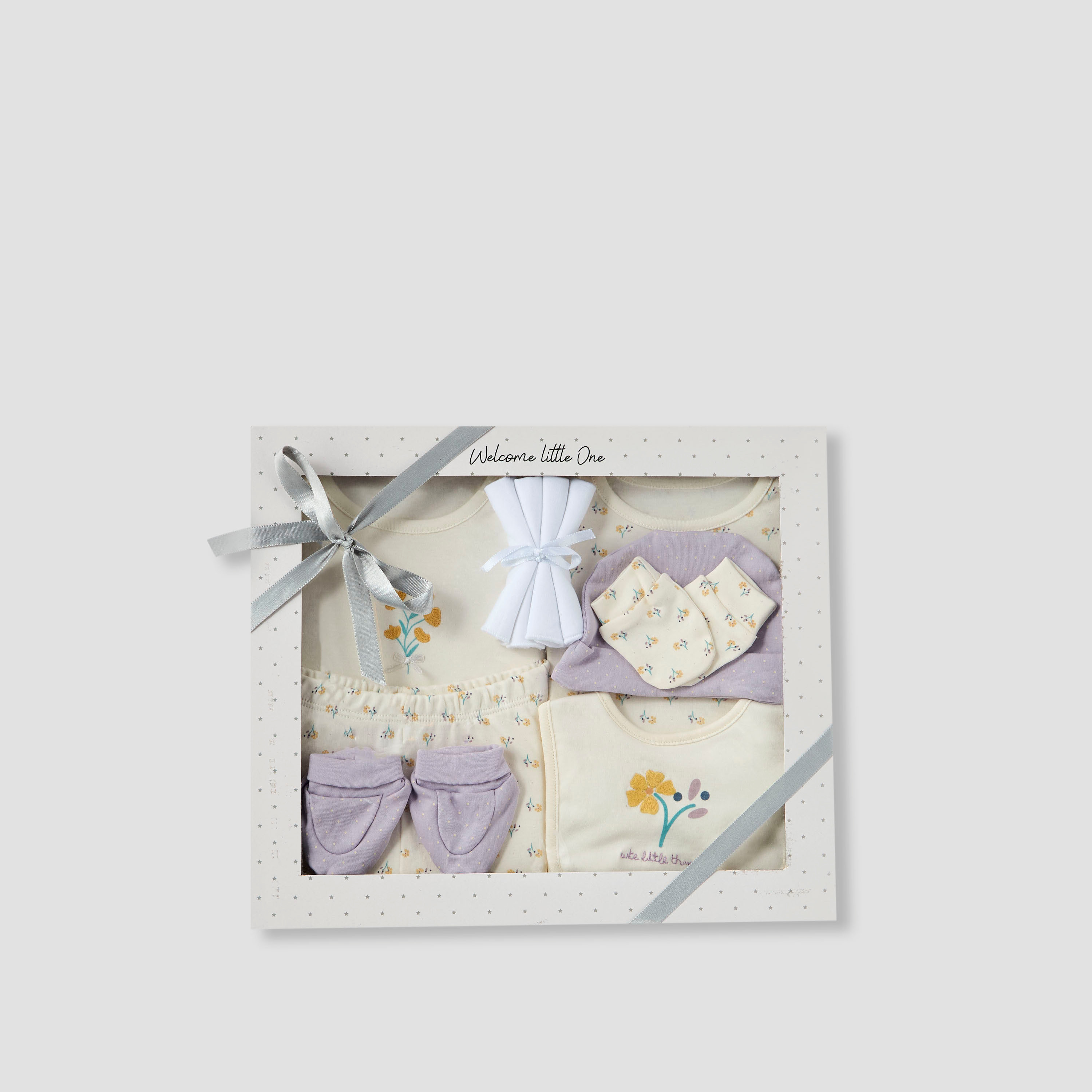 Juniors 9-Piece Girls Gift Set - Cotton - Sleeveless T-shirt, Pyjamas, Bib, Booties - Printed-baby-girls-clothing-setsandcoords-image-1