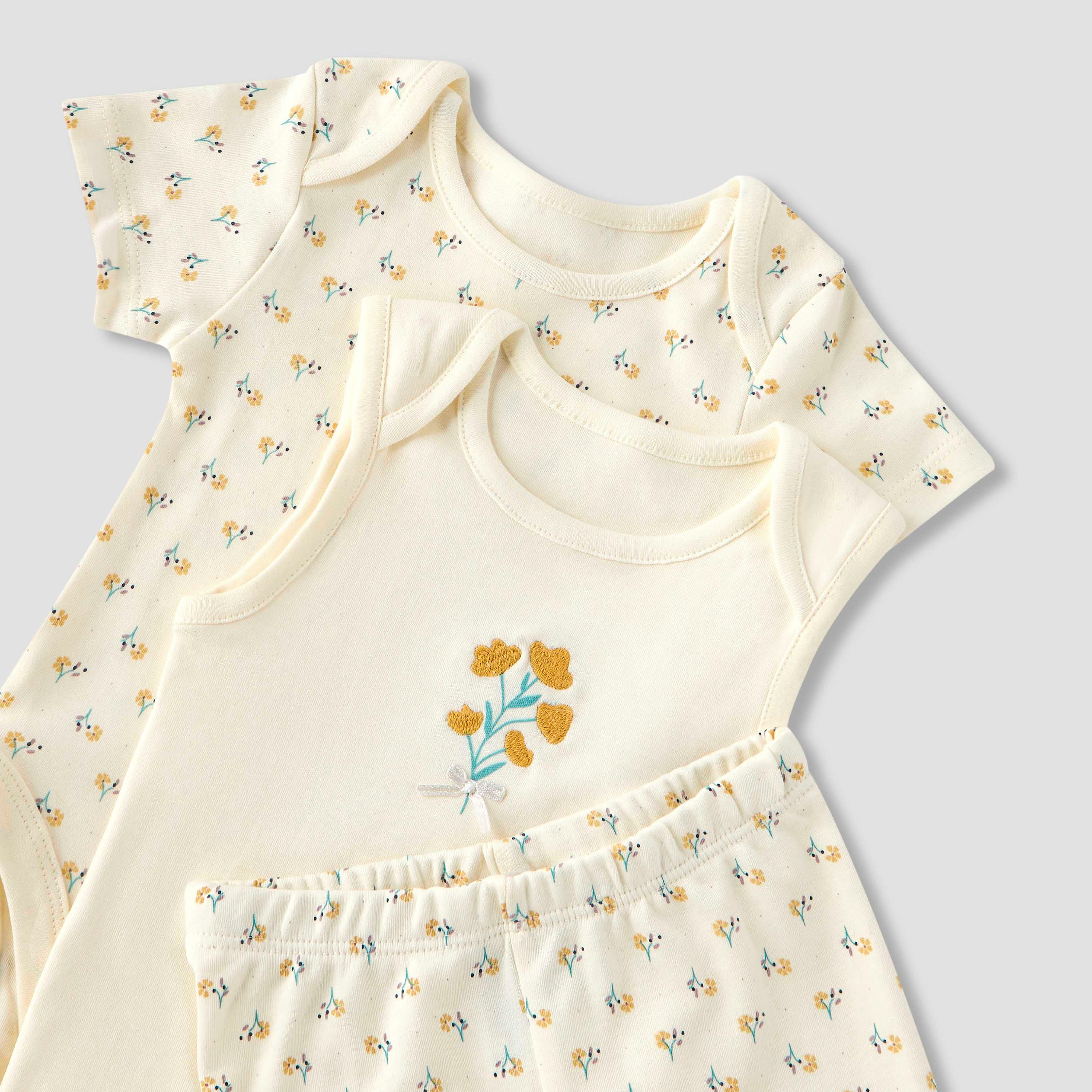 Juniors 9-Piece Girls Gift Set - Cotton - Sleeveless T-shirt, Pyjamas, Bib, Booties - Printed-baby-girls-clothing-setsandcoords-image-11