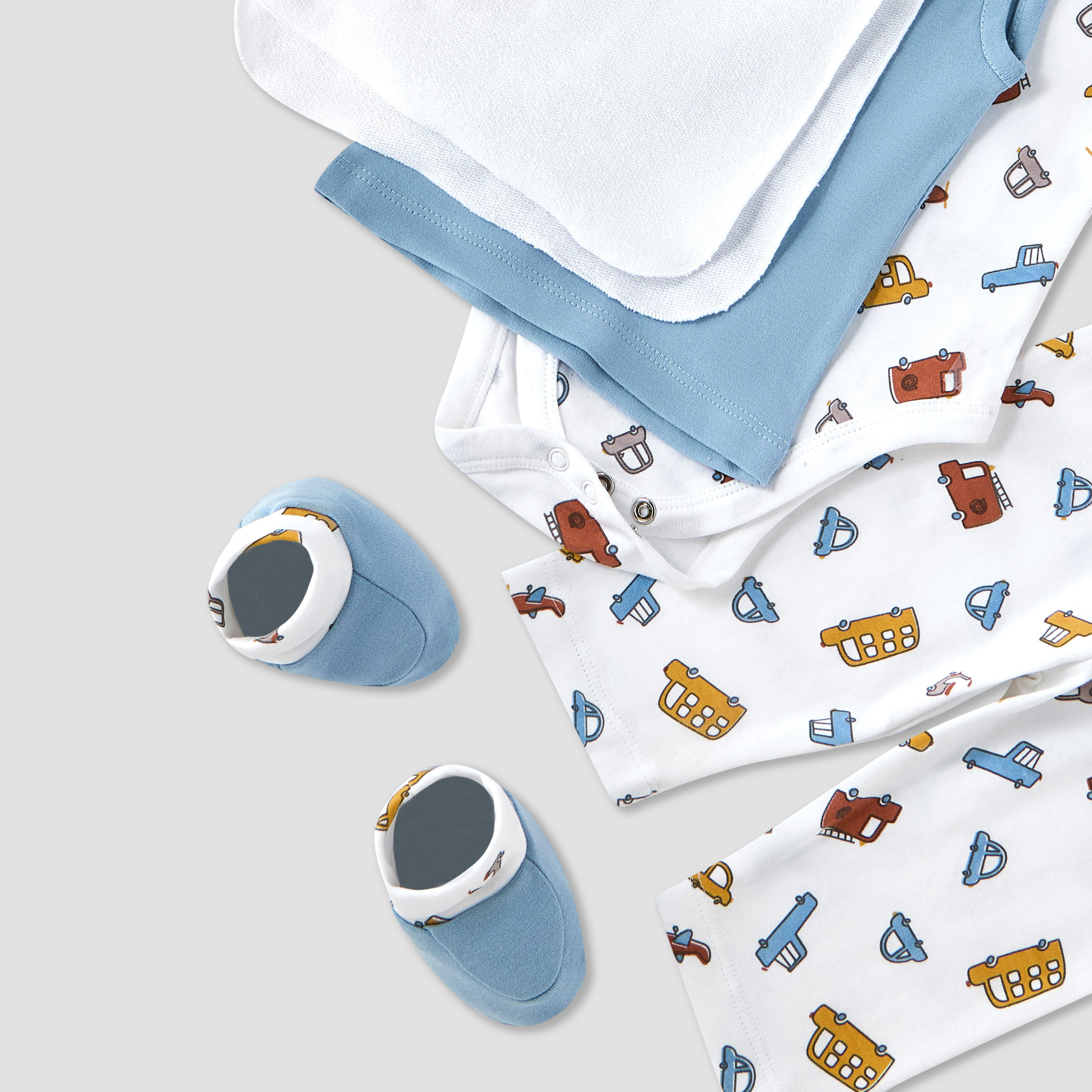 Juniors 9-Piece Boys Gift Set - Cotton - Sleeveless T-shirt, Pyjamas, Bib, Booties - Printed-baby-boys-clothing-setsandcoords-image-12