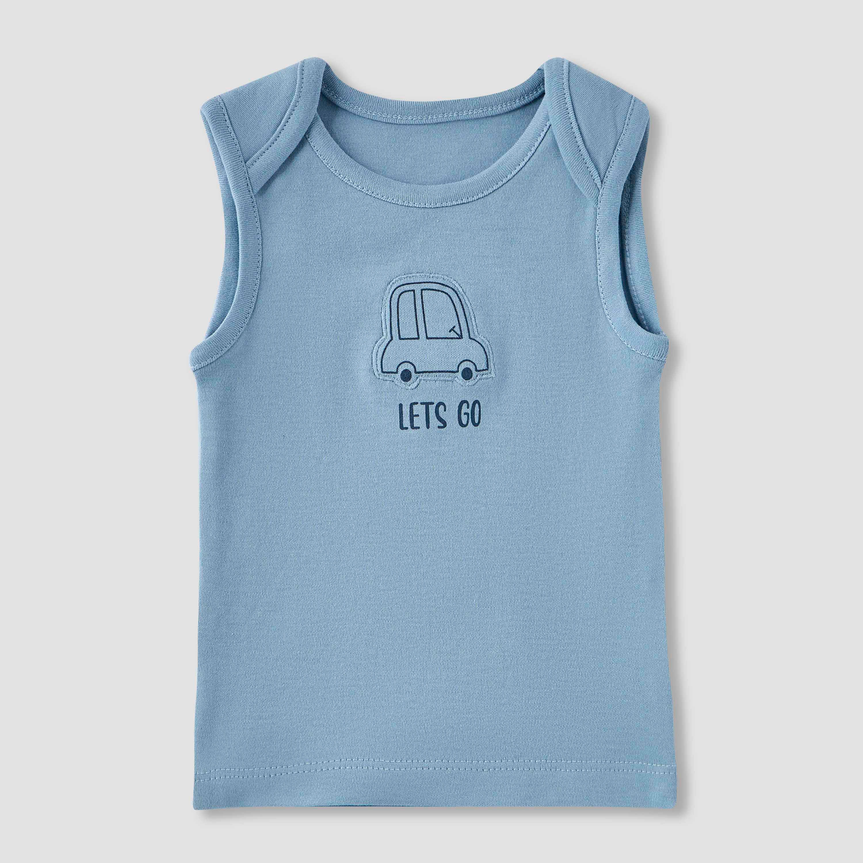 Juniors 9-Piece Boys Gift Set - Cotton - Sleeveless T-shirt, Pyjamas, Bib, Booties - Printed-baby-boys-clothing-setsandcoords-image-3