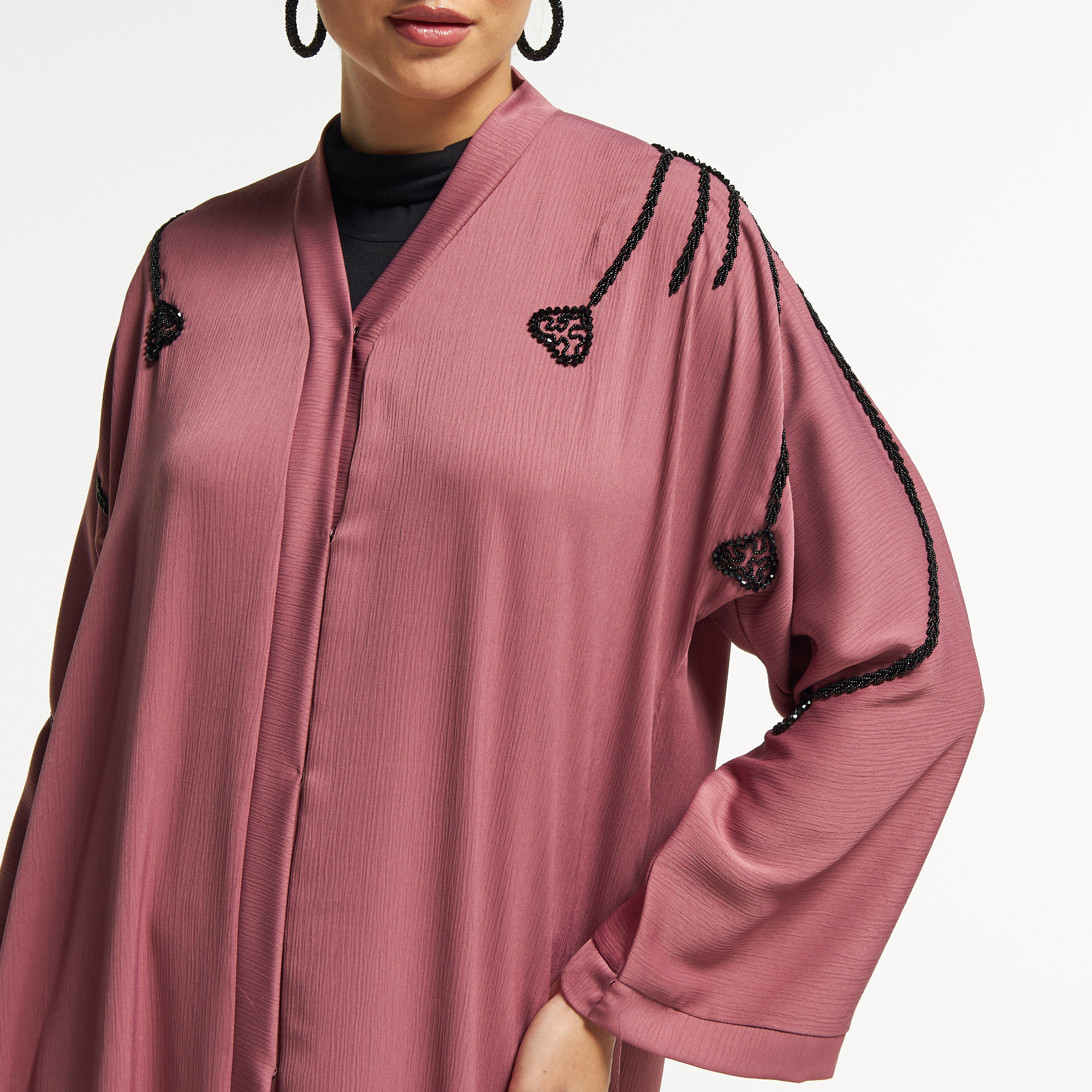عباية مزينة بالخرز بزر إغلاق من إل إس-women-arabicclothing-abayas-image-6