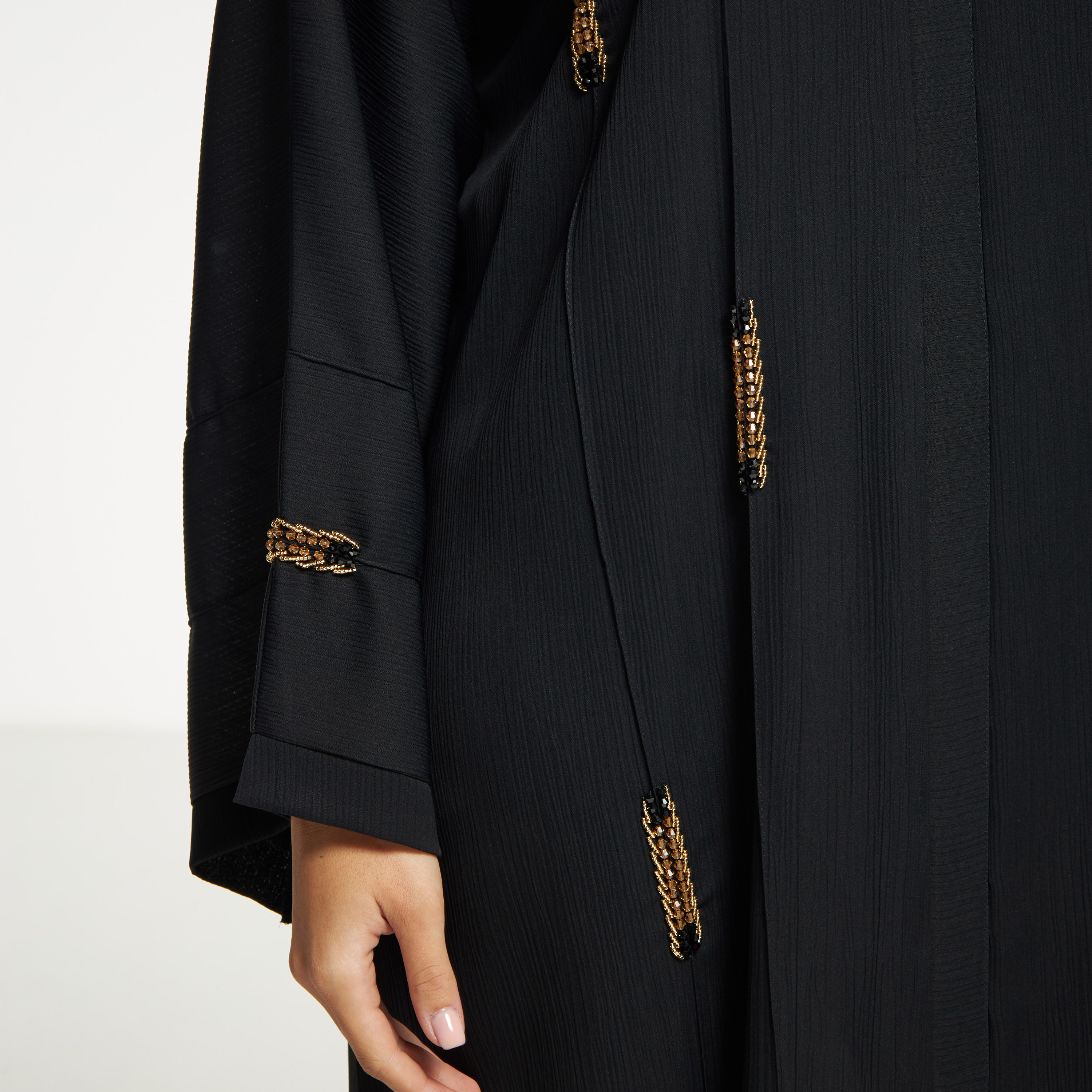 LS Textured Bead Embellished Abaya with Button Closure-women-arabicclothing-abayas-image-6