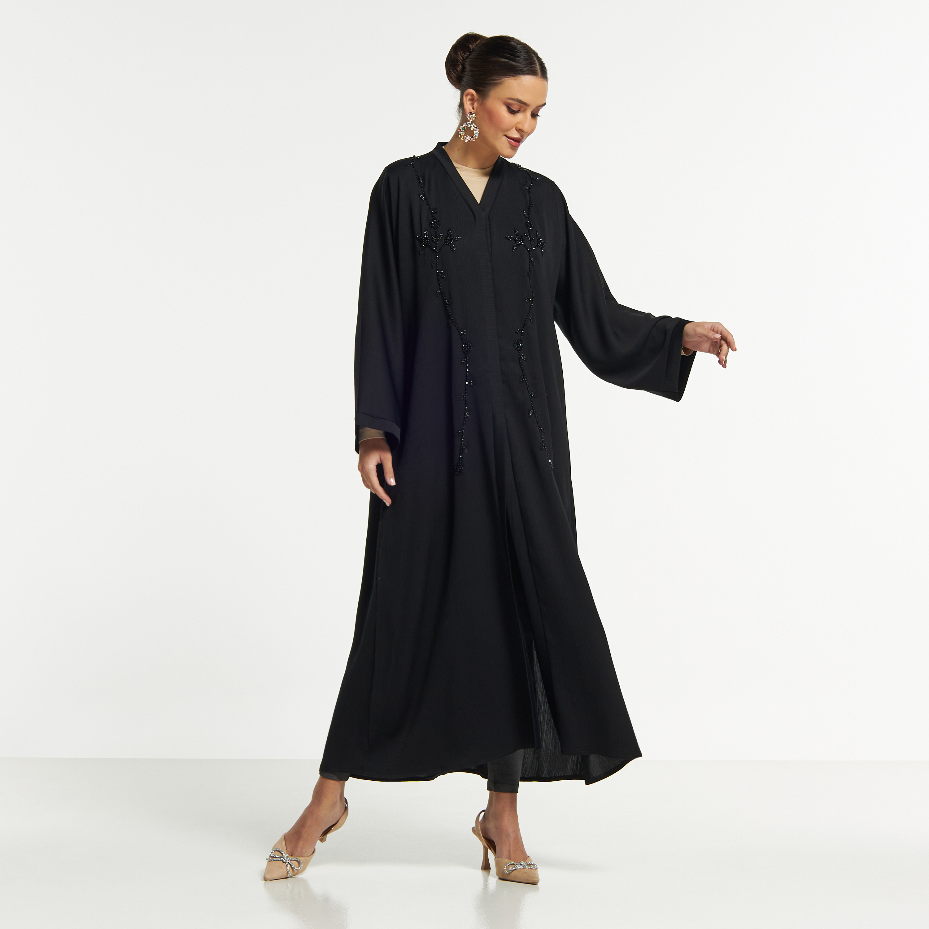 LS Bead Embellished Abaya with Button Closure-women-arabicclothing-abayas-image-1