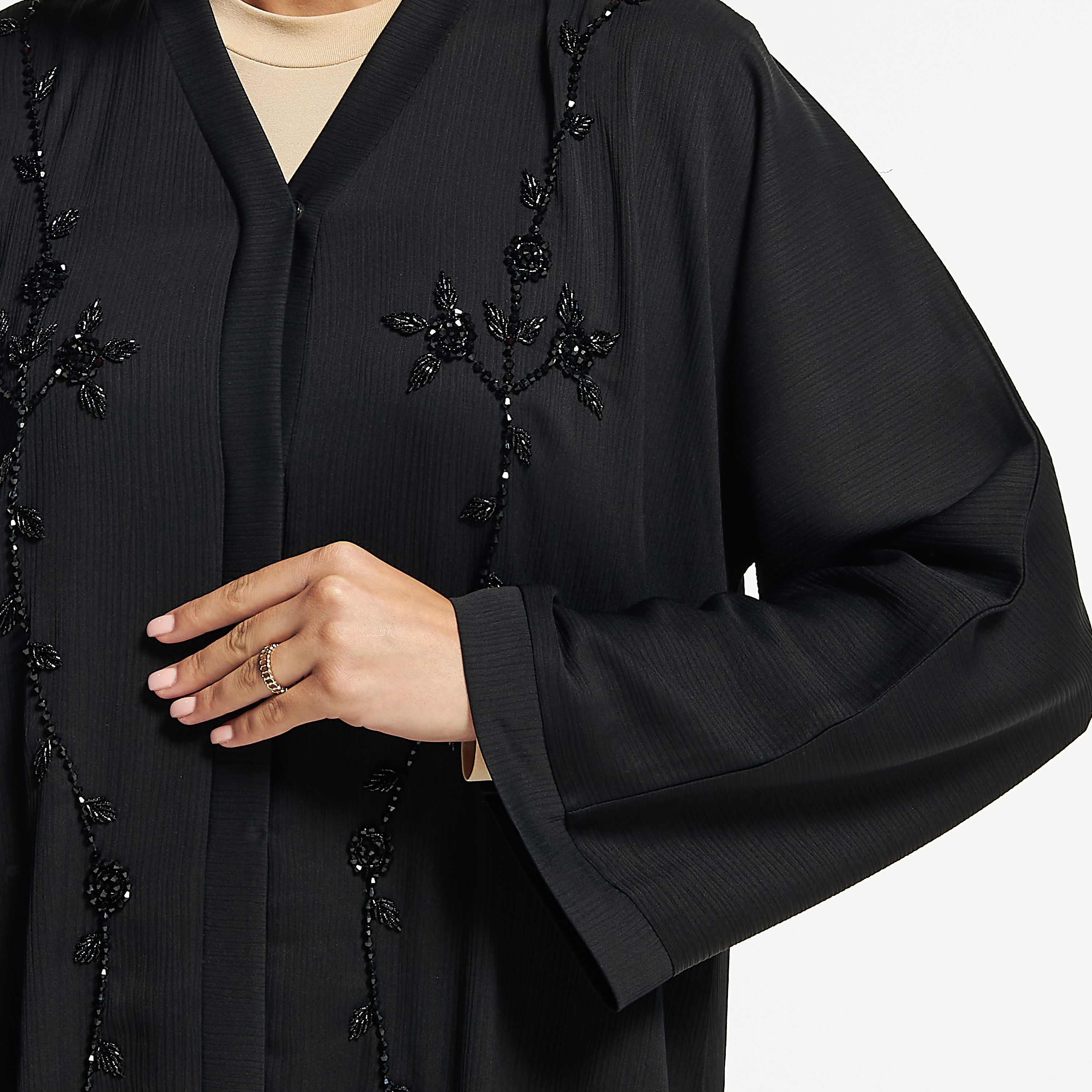 عباية مزينة بالخرز بزر إغلاق من إل إس-women-arabicclothing-abayas-image-6