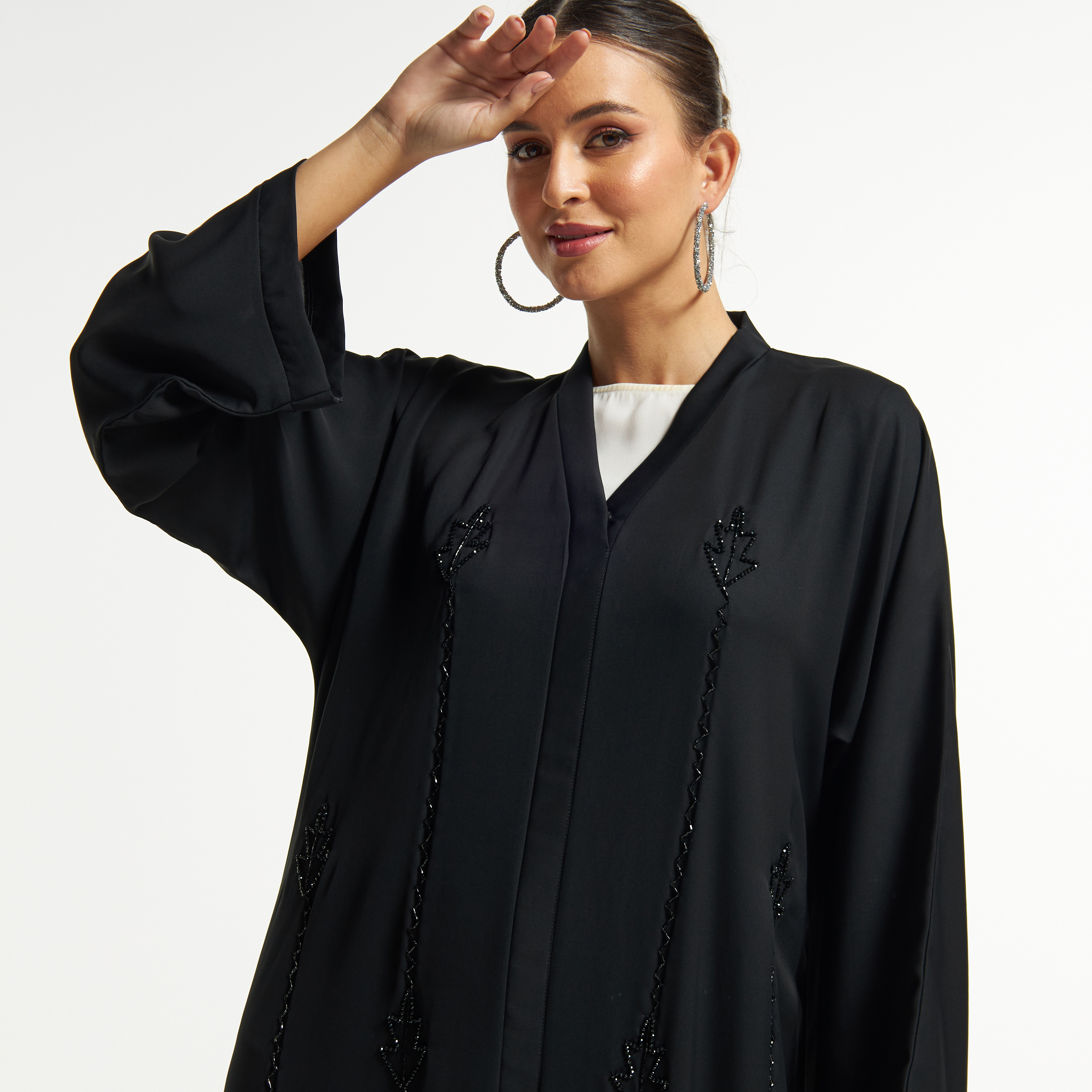 عباية مزينة بالخرز بزر إغلاق من إل إس-women-arabicclothing-abayas-image-4