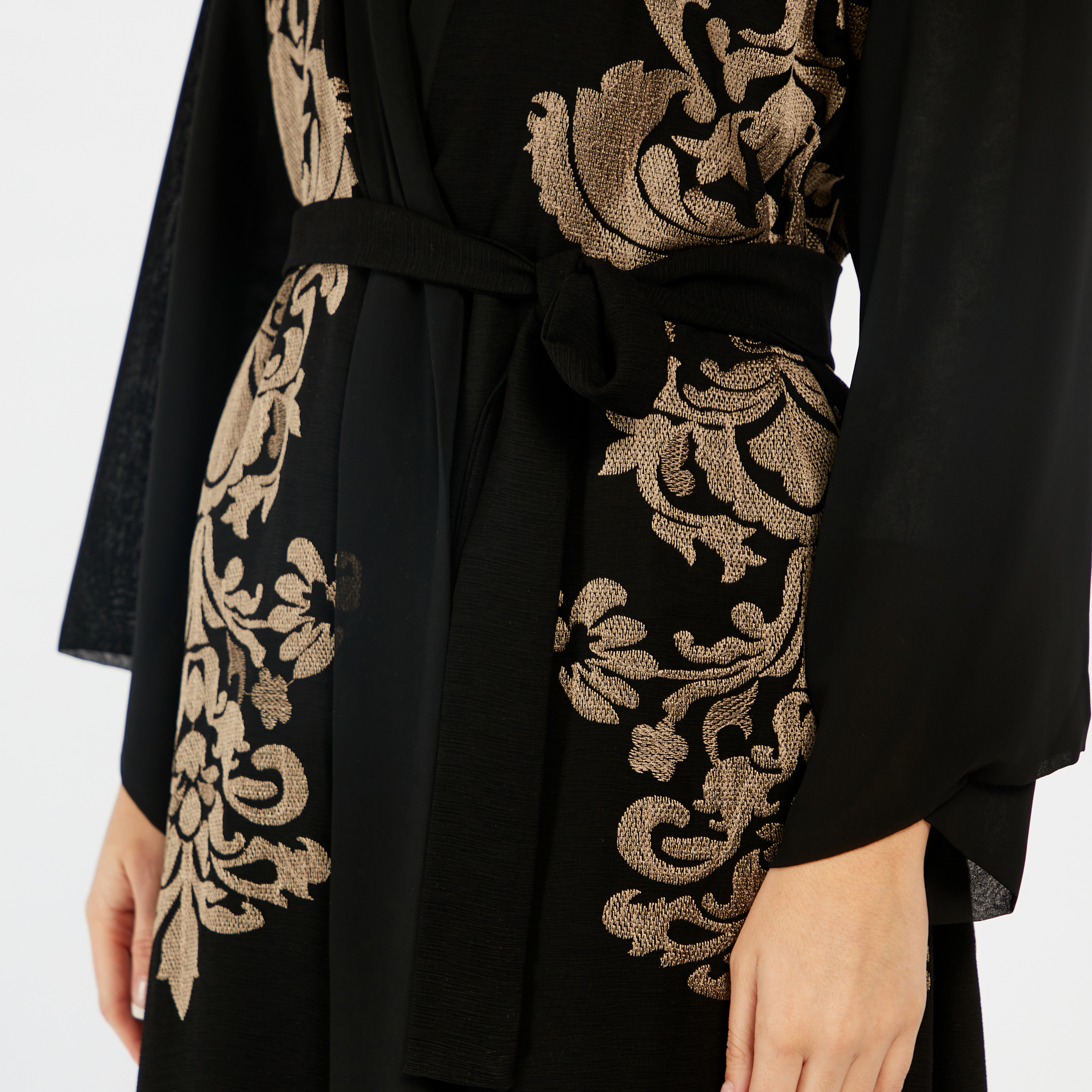 Nukhbaa Embroidered Open Front Abaya and Hijab Set-women-arabicclothing-abayas-image-5