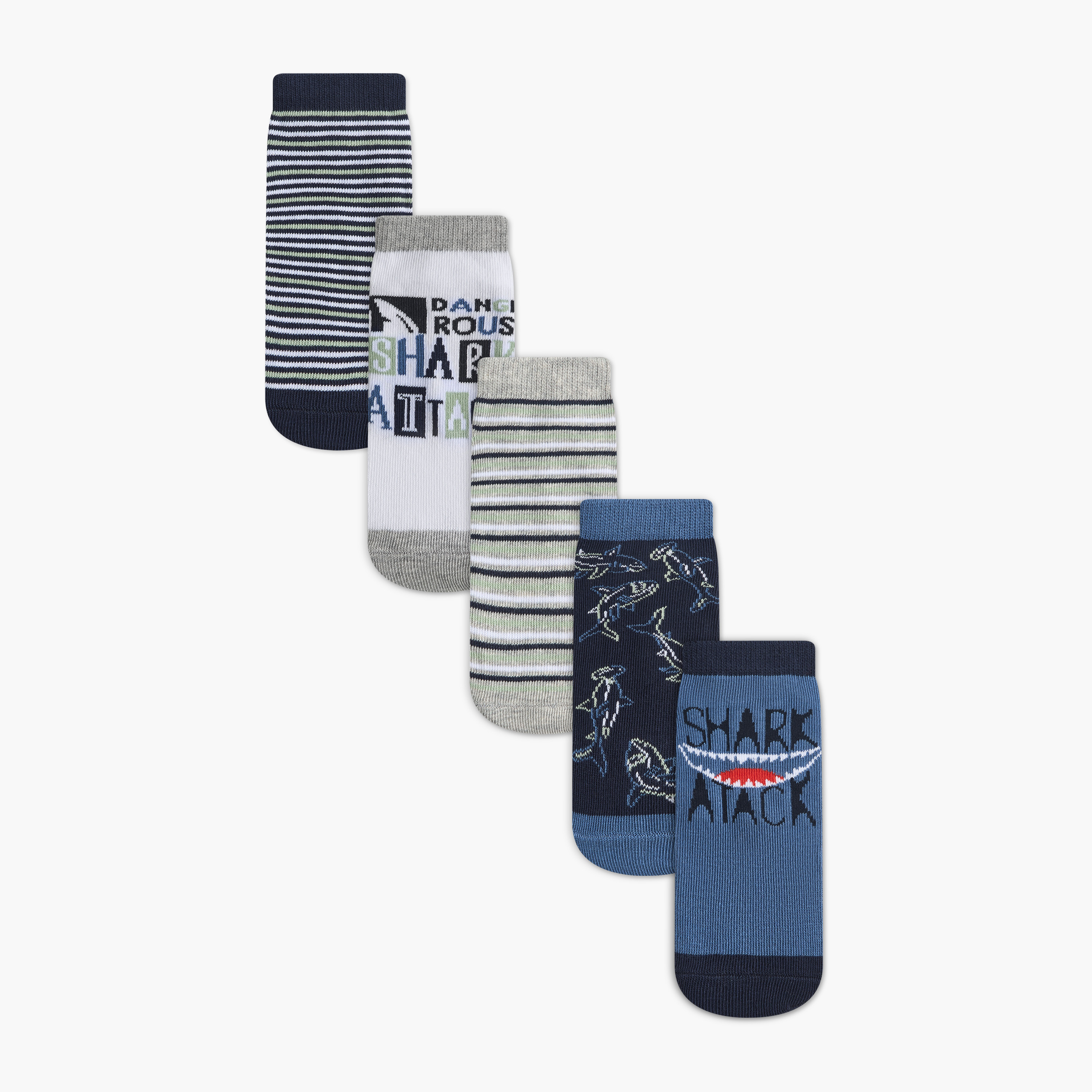 Juniors Printed Non-Terry Ankle Length Socks - Set of 5-girls-accessories-socks-image-1
