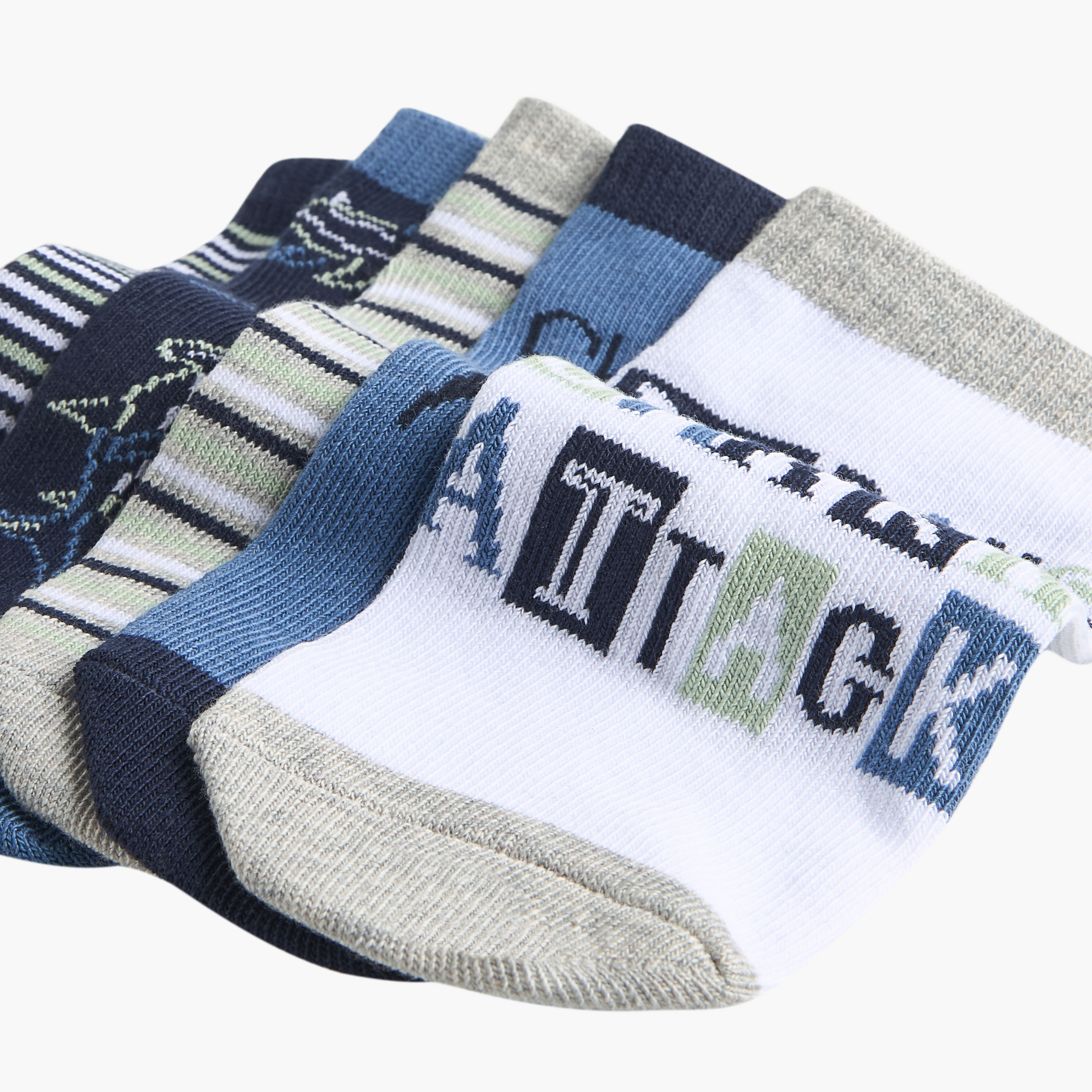 Juniors Printed Non-Terry Ankle Length Socks - Set of 5-girls-accessories-socks-image-3