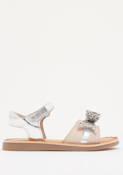 Flat Sandals with Embellished Bow Accent-Girl%27s Sandals-image-0