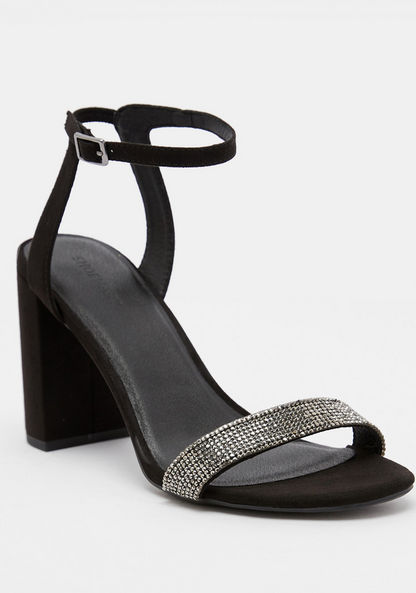 Studded Ankle Strap Sandals with Block Heels-Women%27s Heel Sandals-image-2