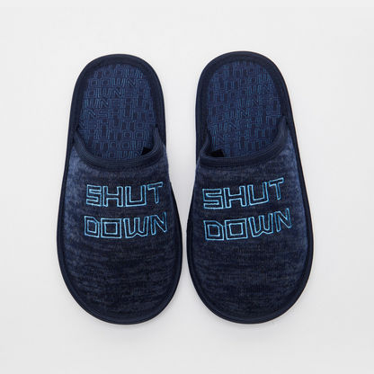 Embroidered Slip-On Bedroom Slippers