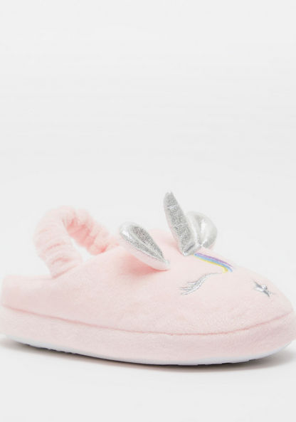 Unicorn Embroidered Bedroom Slide Slippers with Elastic Strap-Girl%27s Bedroom Slippers-image-1