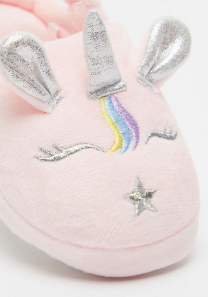 Unicorn Embroidered Bedroom Slide Slippers with Elastic Strap-Girl%27s Bedroom Slippers-image-3
