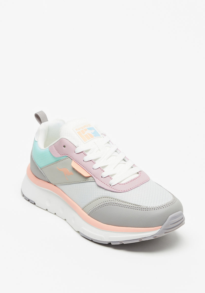 KangaROOS Women's Colourblocked Low-Ankle Sneakers with Lace-Up Closure-Women%27s Sneakers-image-0