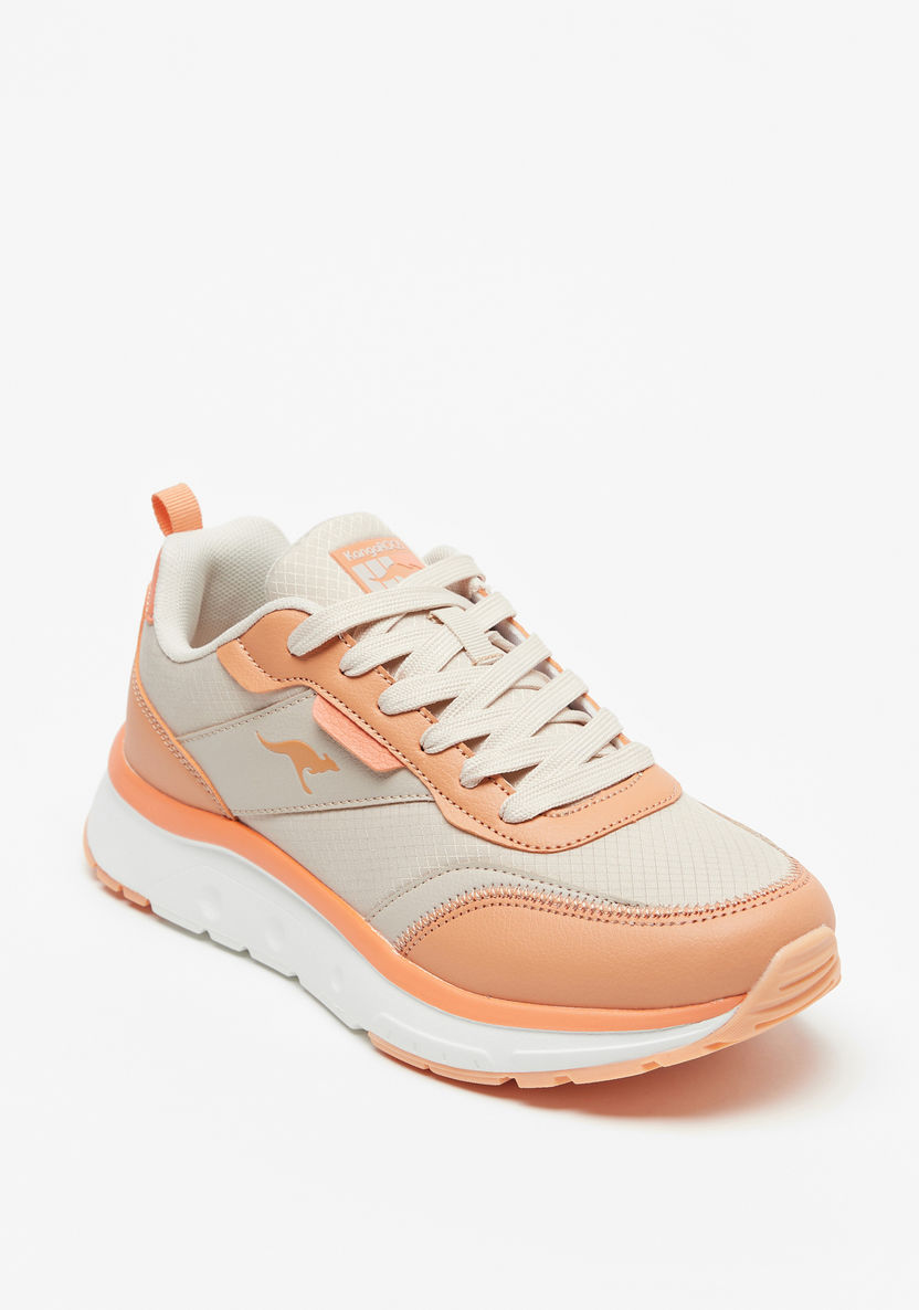 KangaROOS Women's Colourblocked Low-Ankle Sneakers with Lace-Up Closure-Women%27s Sneakers-image-0