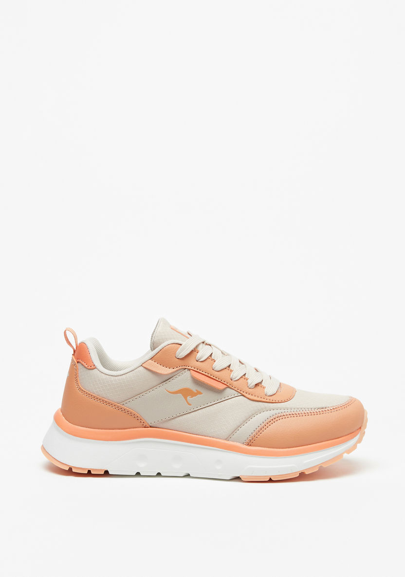 KangaROOS Women's Colourblocked Low-Ankle Sneakers with Lace-Up Closure-Women%27s Sneakers-image-1