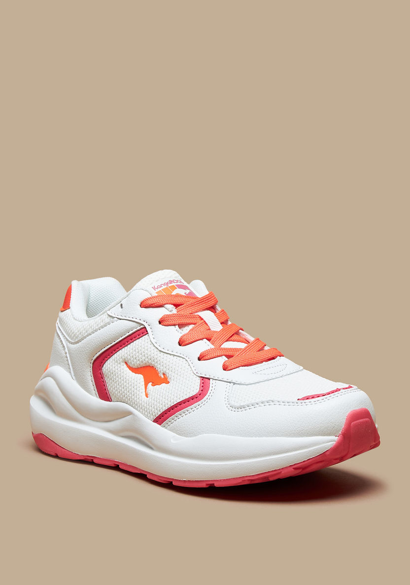 KangaROOS Women's Panelled Lace-Up Sports Shoes with Memory Foam-Women%27s Sports Shoes-image-0