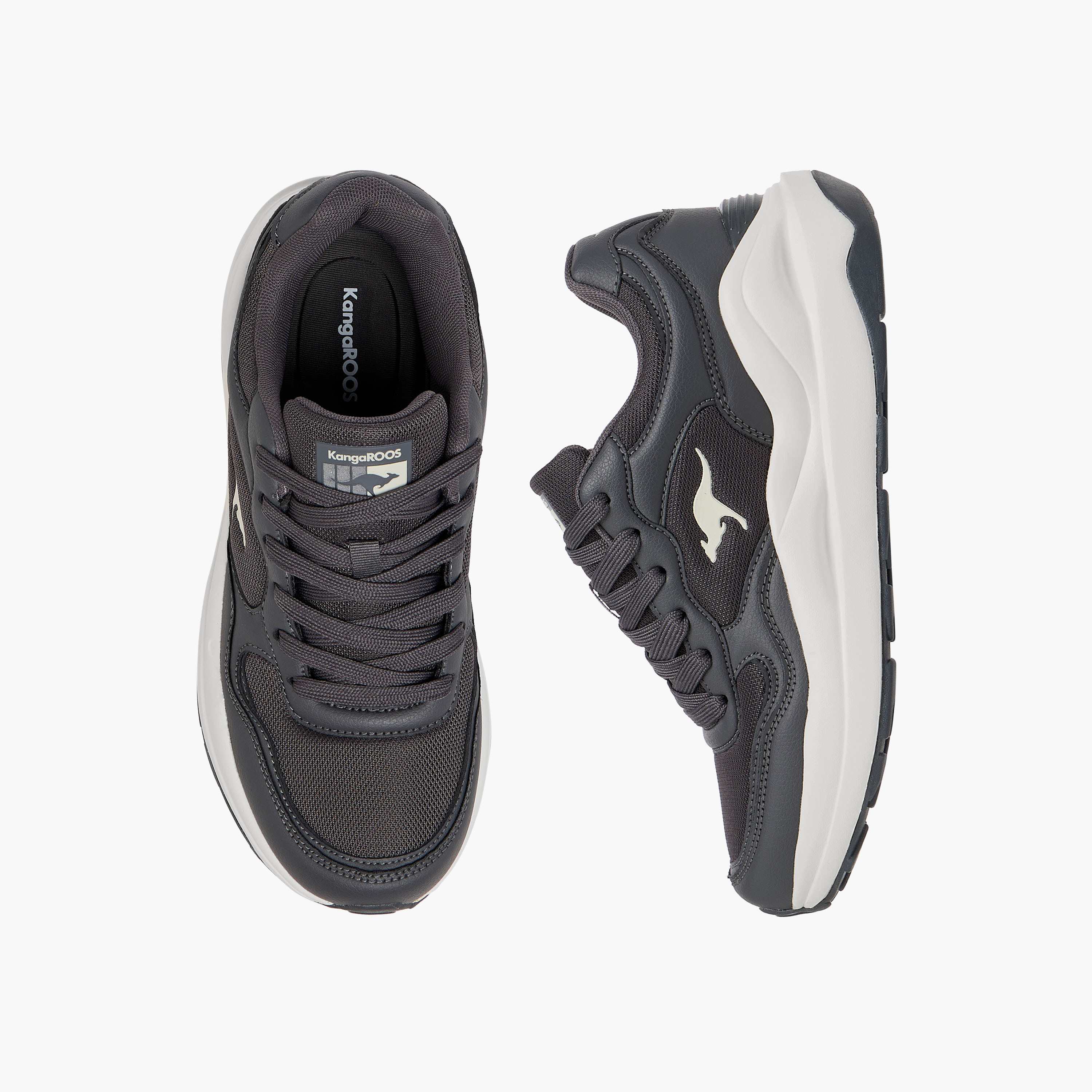 KangaROOS Women's Panelled Sports Shoes with Lace-Up Closure-women-shoes-sports-image-1