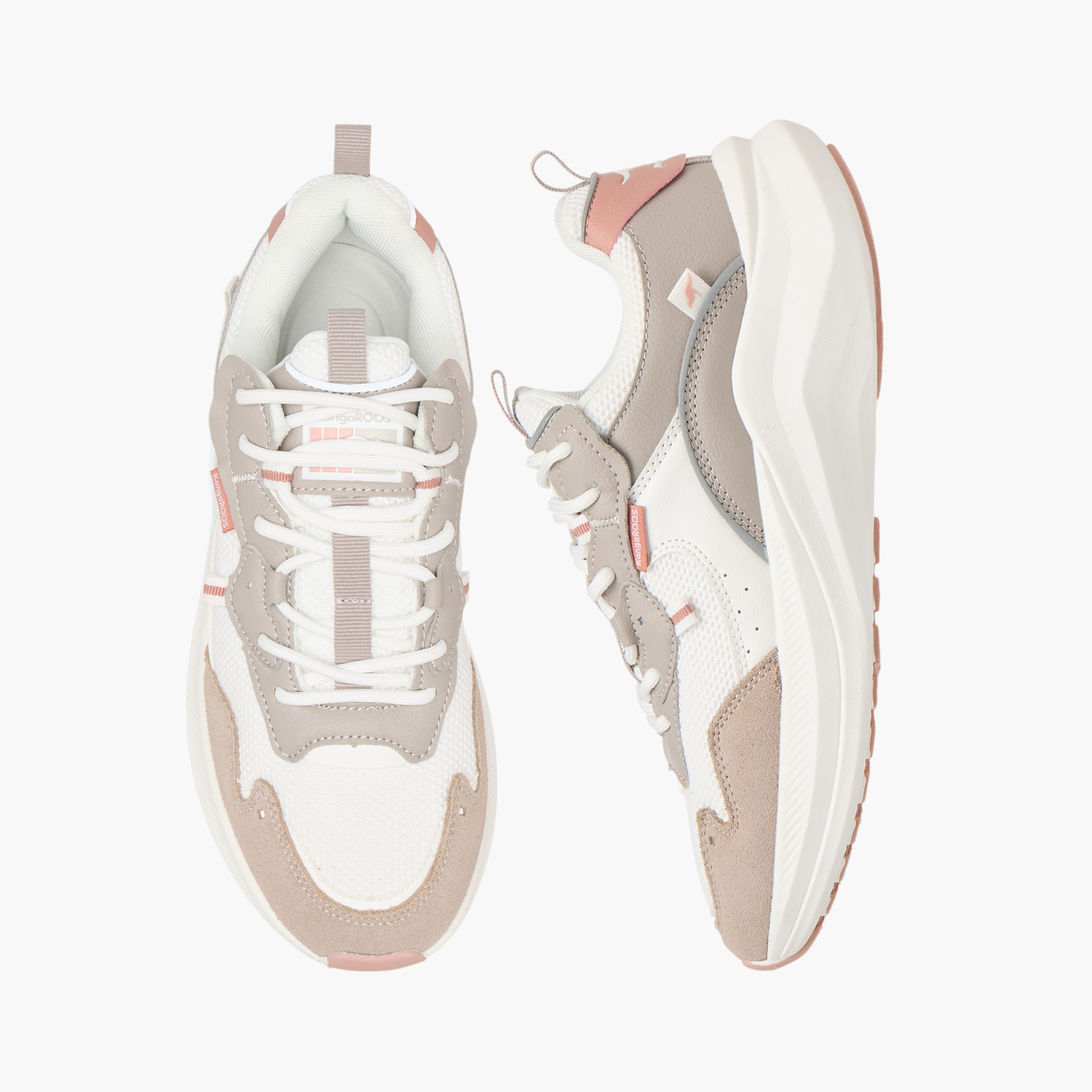 KangaROOS Women's Panelled Sports Shoes with Lace-Up Closure-women-shoes-sports-image-1