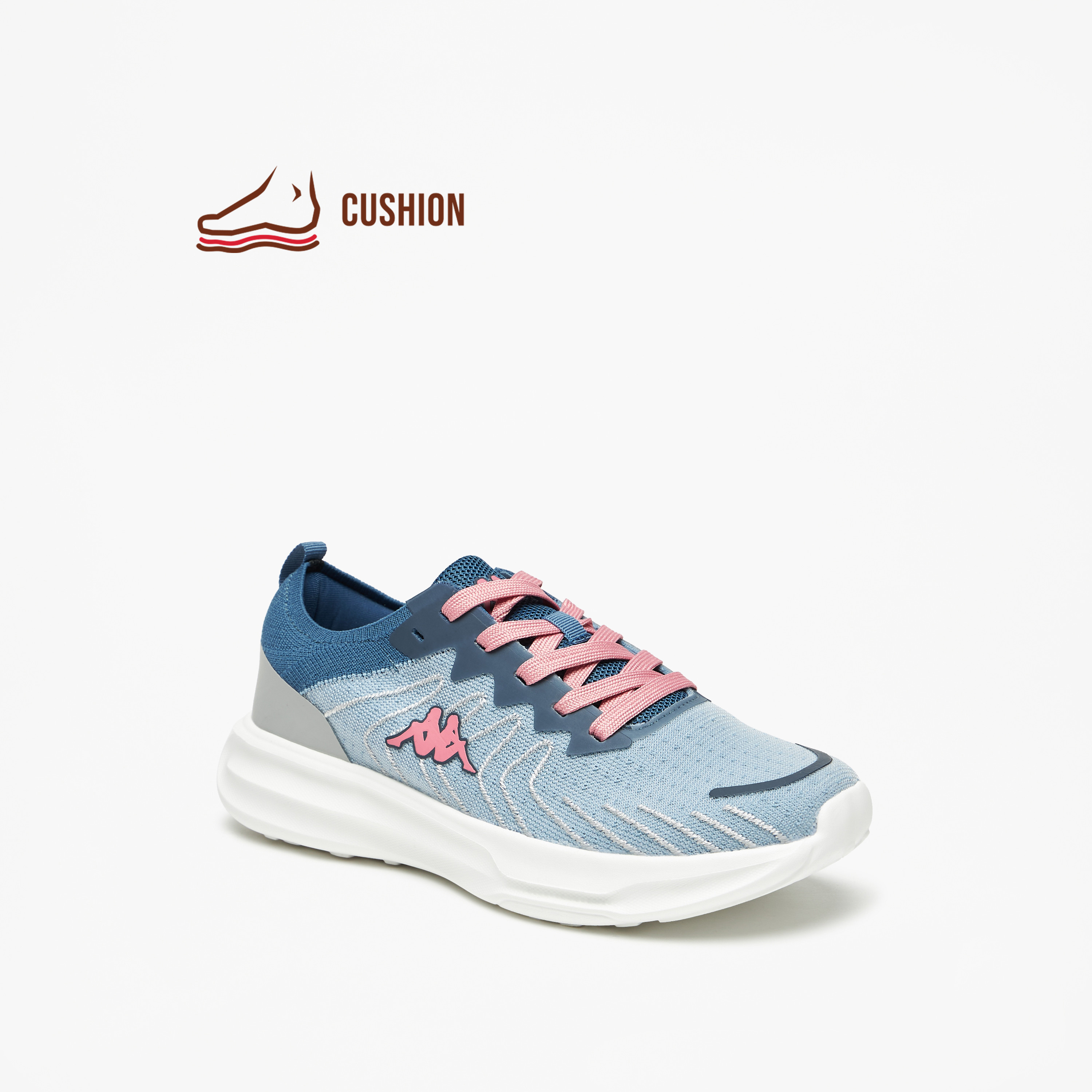 Kappa Women's Textured Walking Shoes with Lace-Up Closure-sports-women-shoes-image-1