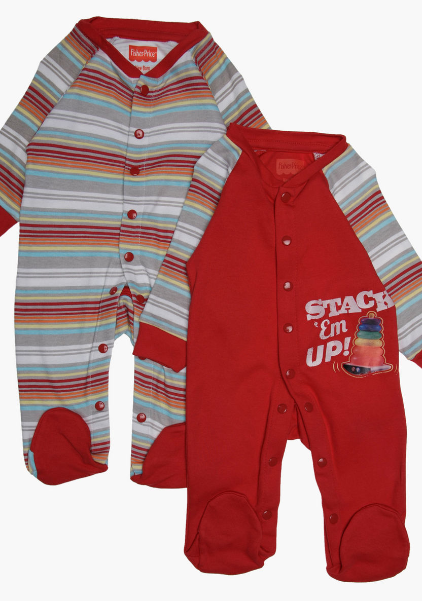 Fisher Price Striped Sleepsuit - Set of 2-Nightwear-image-0
