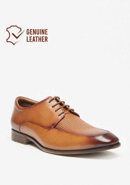 Duchini Men's Textured Lace-Up Derby Shoes-Derby-image-0