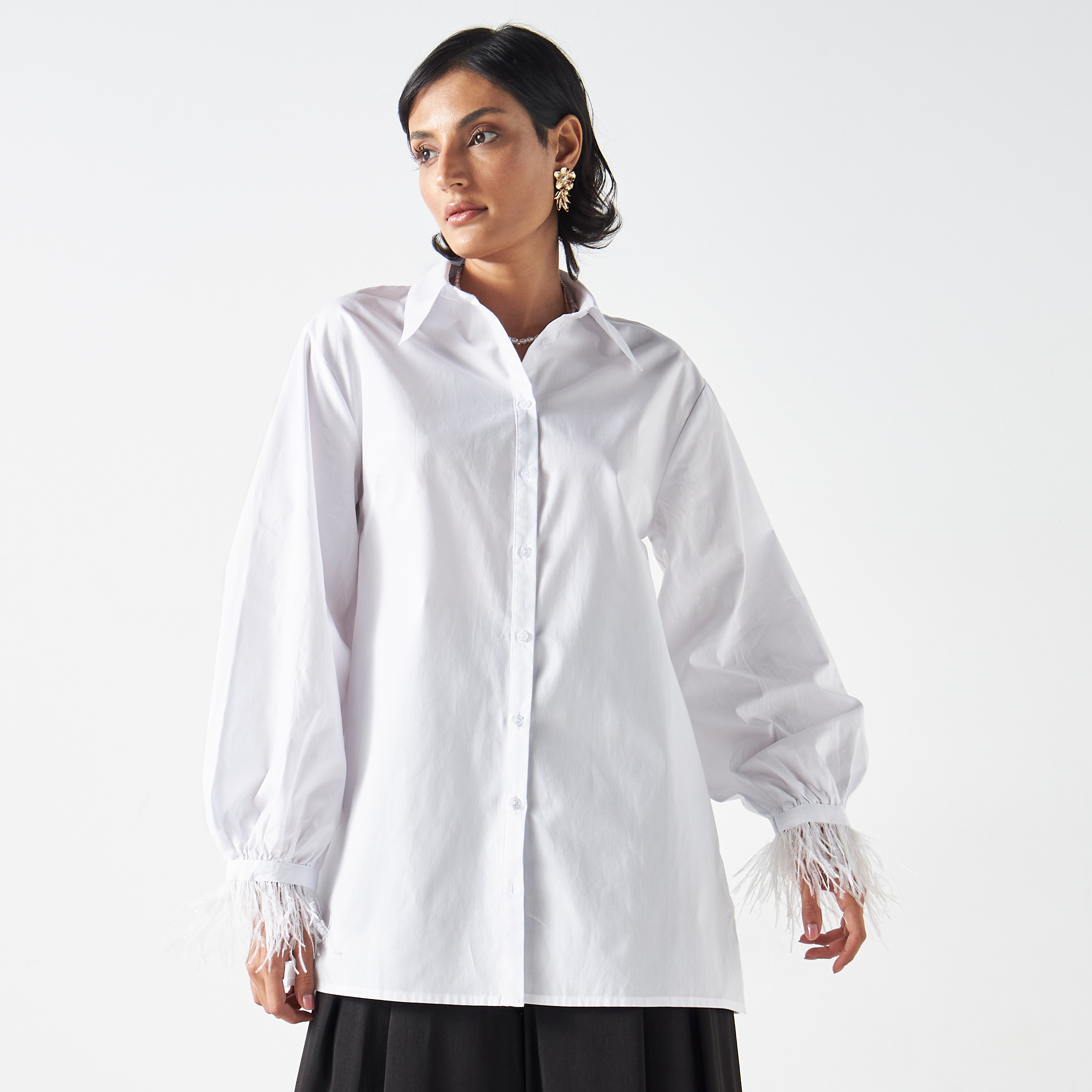 قميص سادة بأكمام طويلة وتفاصيل شراشيب من جاديد روز-women-clothing-shirtsandblouses-shirts-image-1