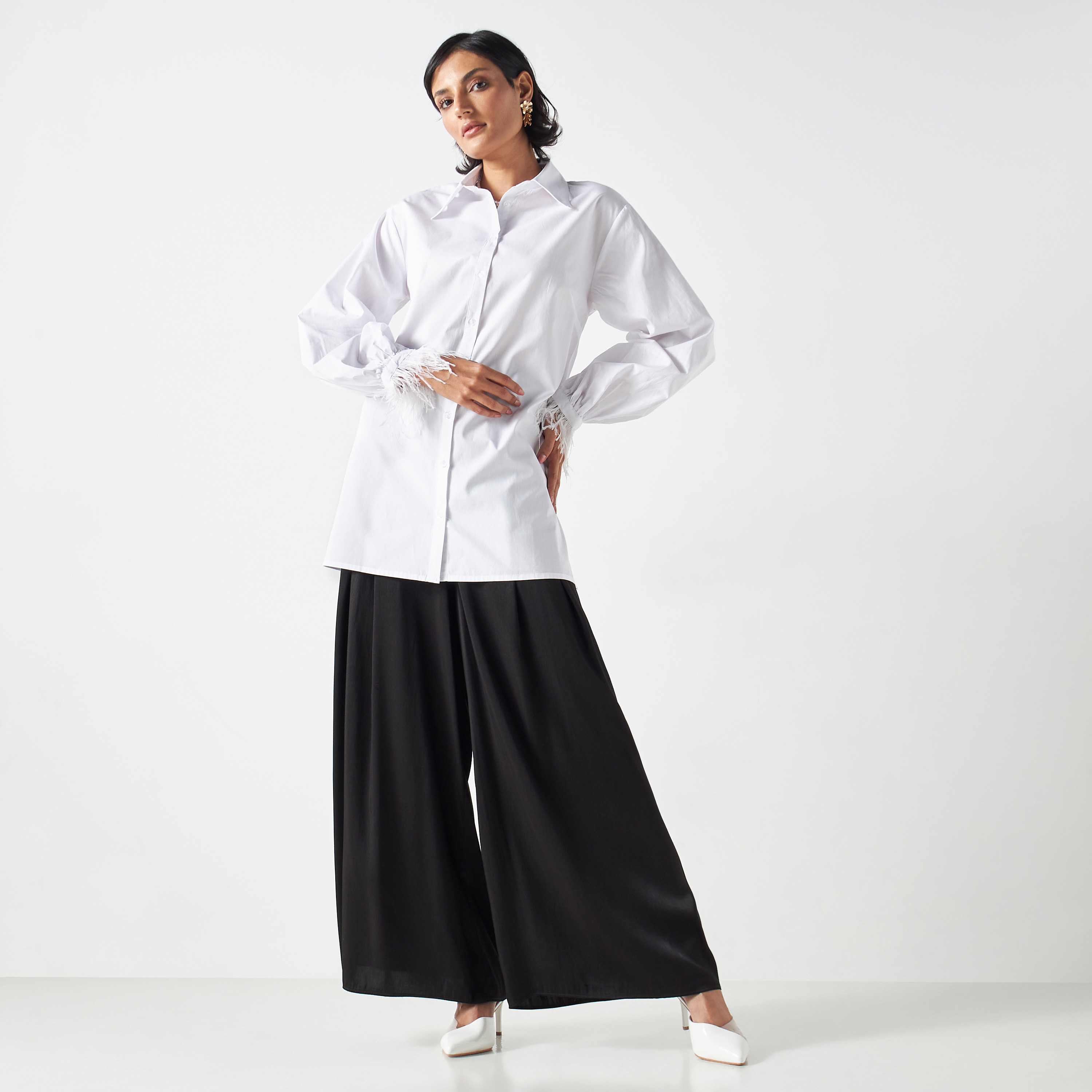 قميص سادة بأكمام طويلة وتفاصيل شراشيب من جاديد روز-women-clothing-shirtsandblouses-shirts-image-2