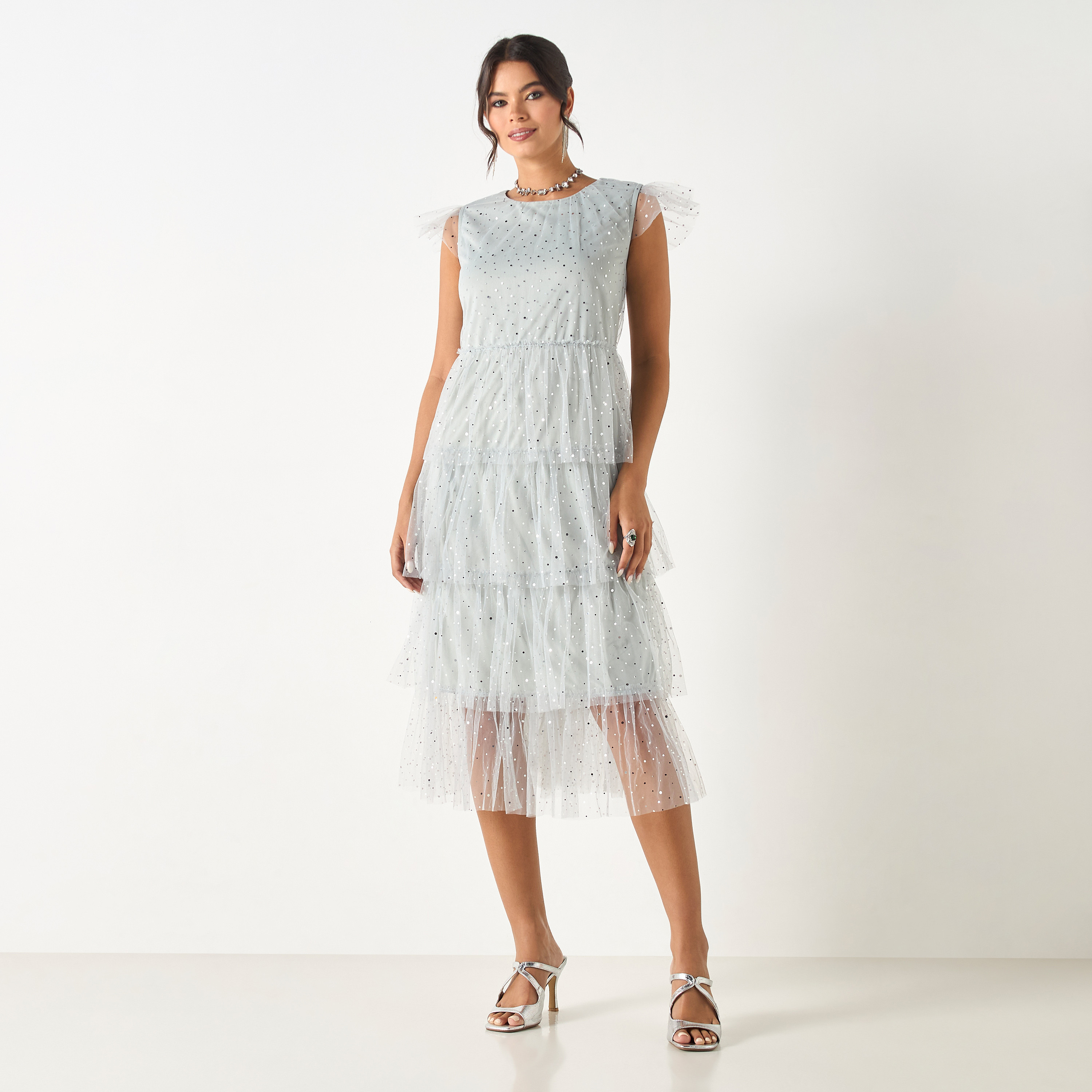 فستان دانتيل طويل بأكمام قصيرة من سي نوار - للأم-women-clothing-dresses-image-3
