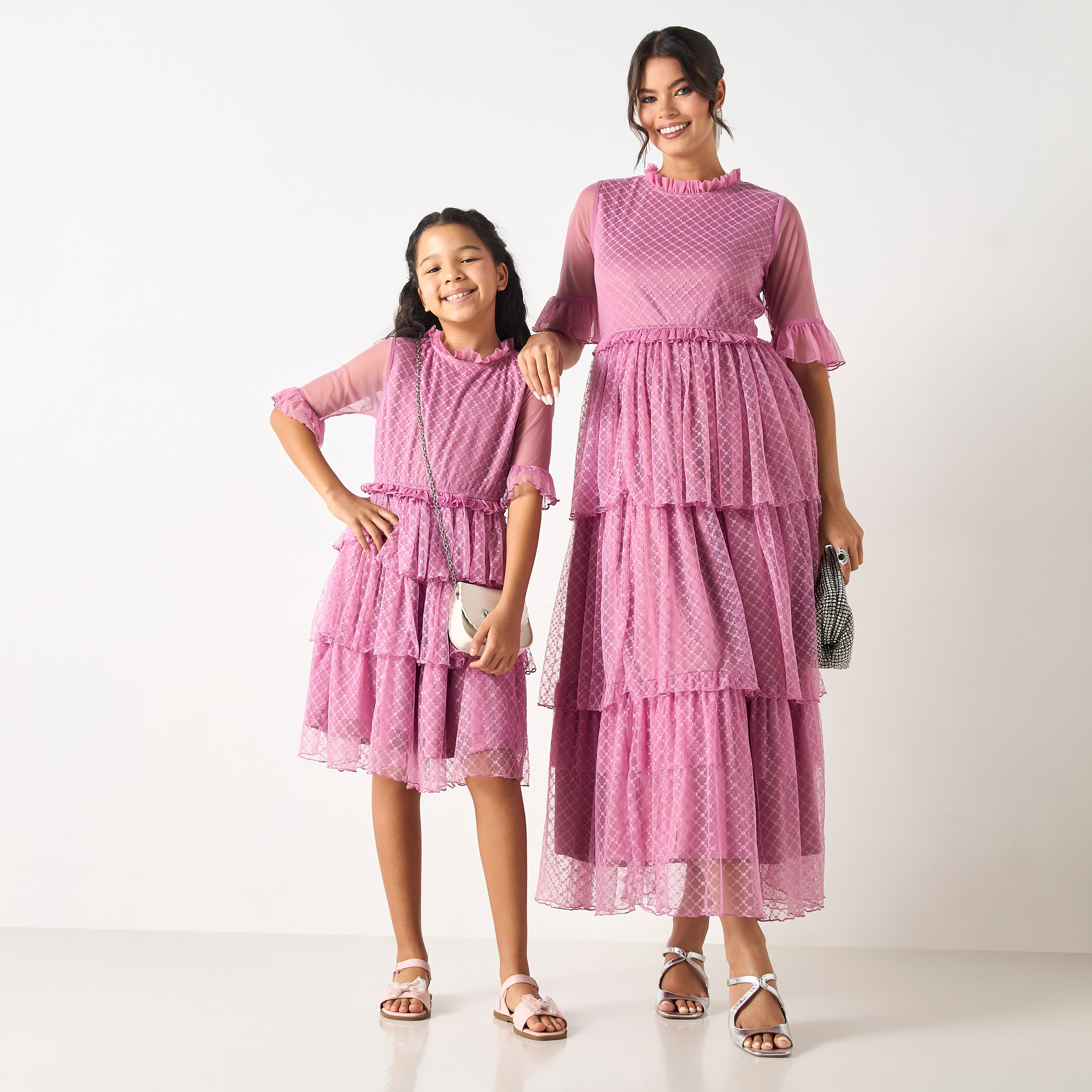 Si Noir All-Over Lace Tiered Dress with Short Sleeves - for Mom-women-clothing-dresses-image-2