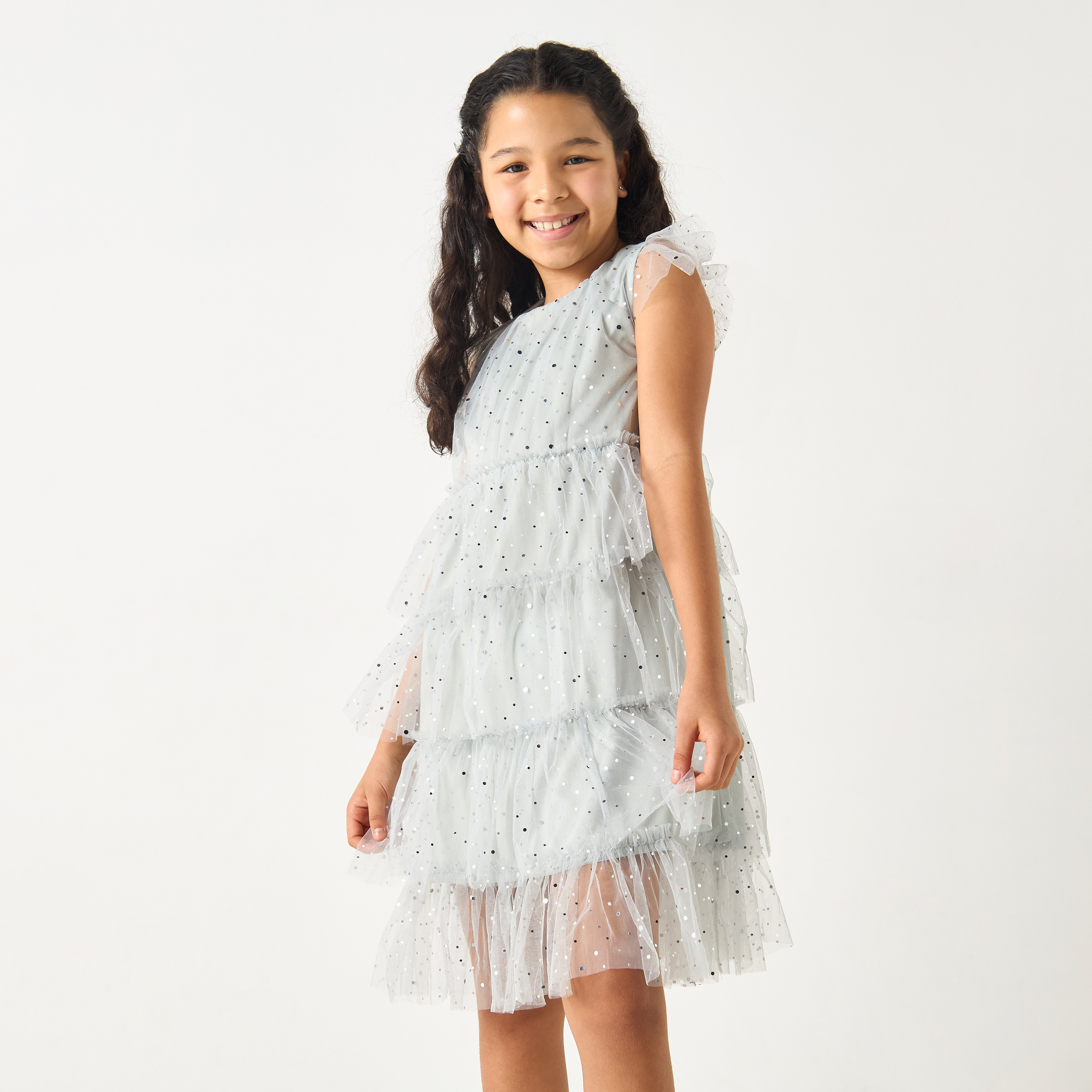 Si Noir All-Over Lace Tiered Dress with Glitter Detail - for Girls-girls-clothing-dressesandjumpsuits-image-3