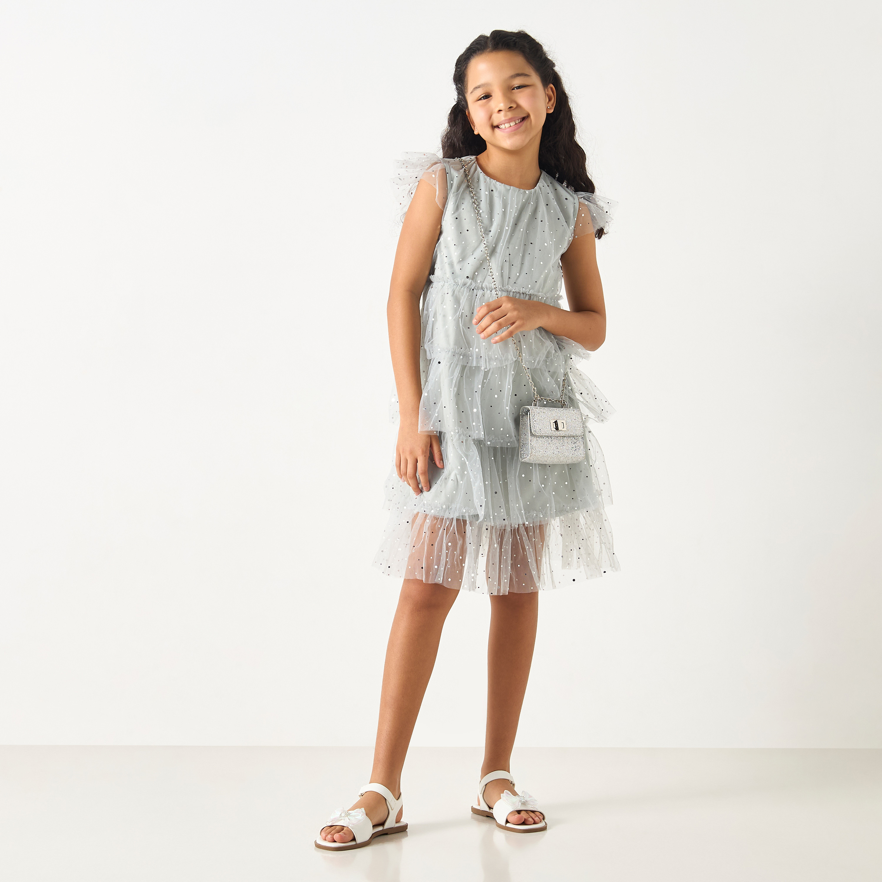 Si Noir All-Over Lace Tiered Dress with Glitter Detail - for Girls-girls-clothing-dressesandjumpsuits-image-4